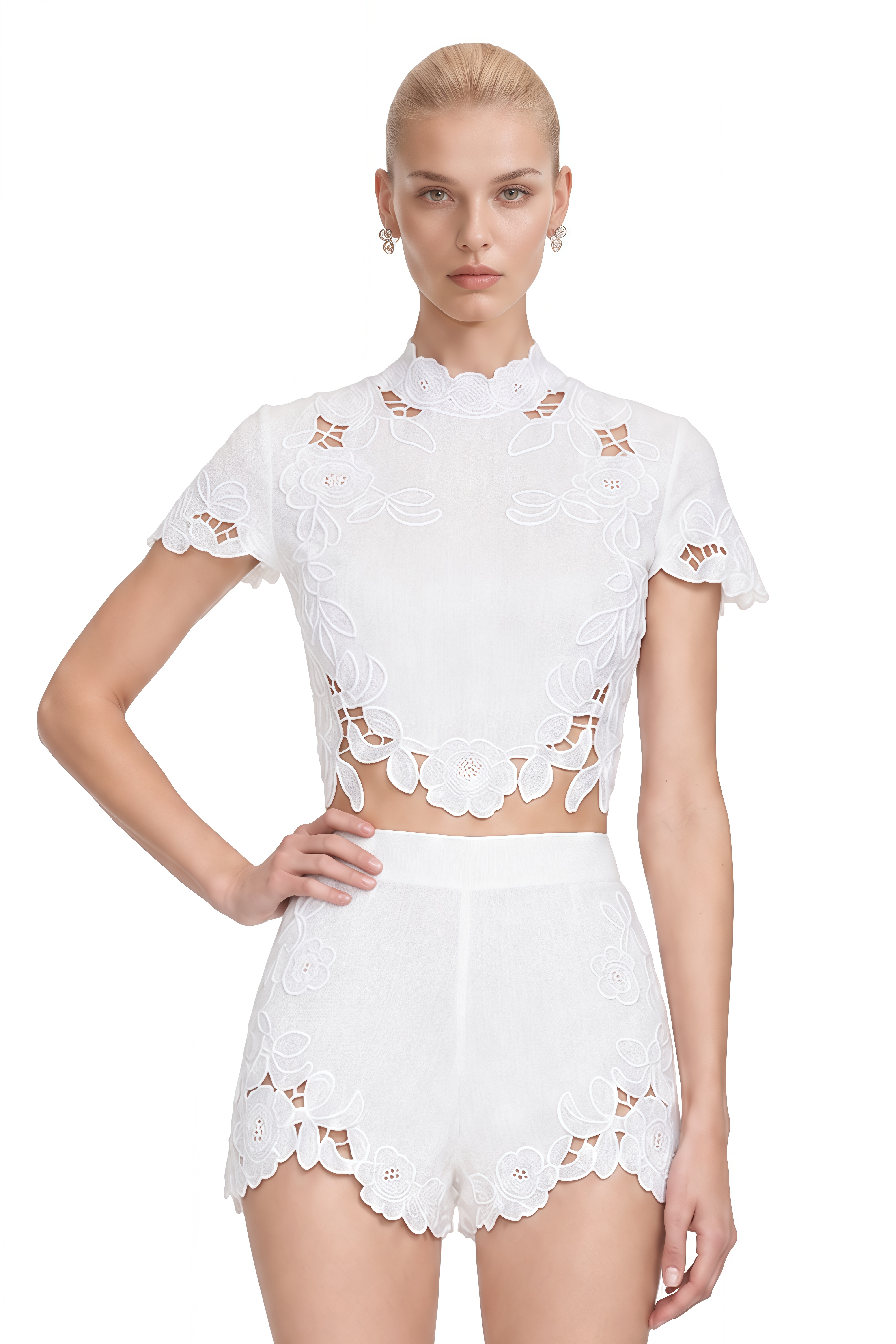 Willow White Short Sleeves Floral Top & Shorts Set
