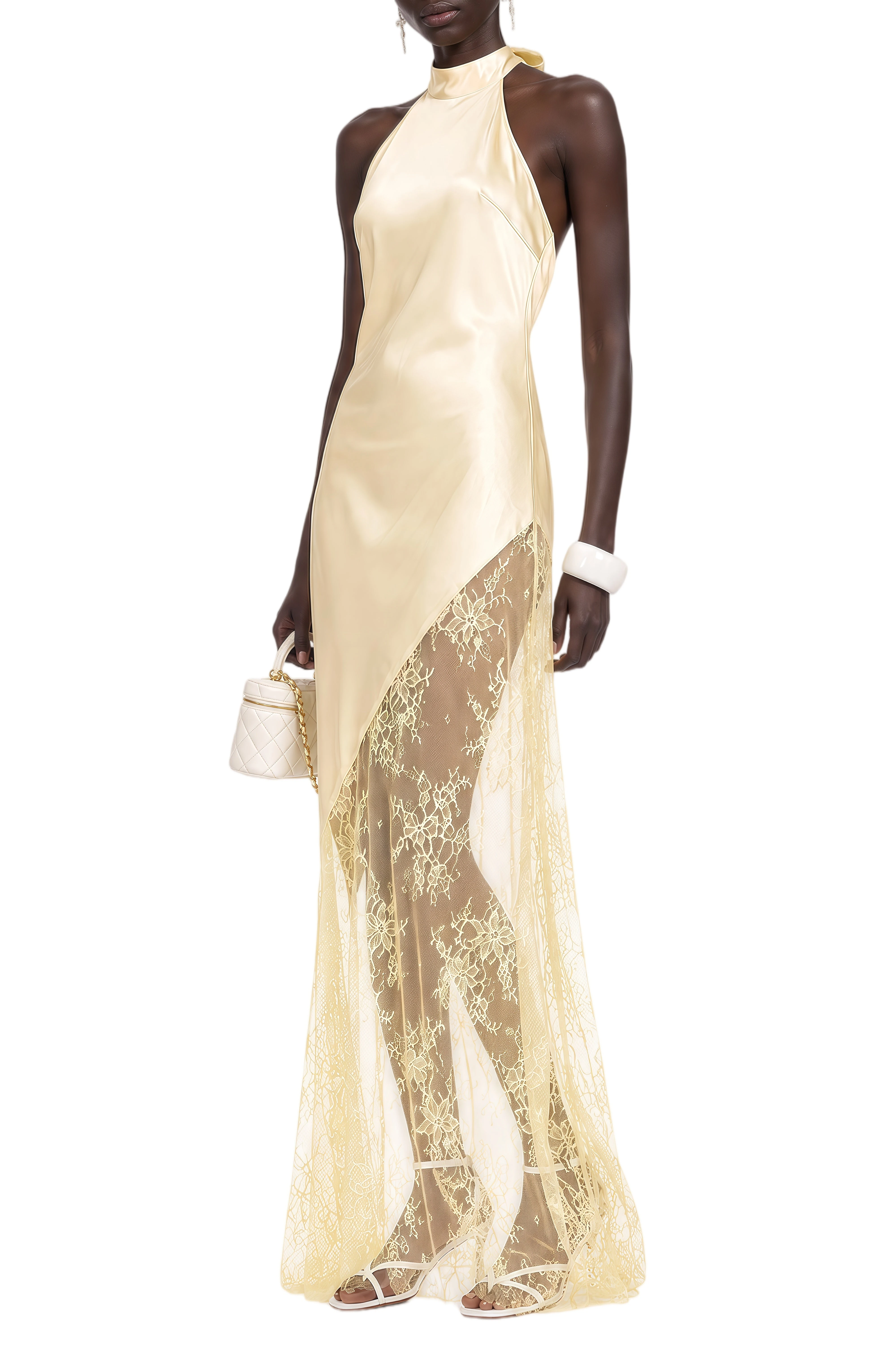 Elowen Yellow Halterneck Sleeveless Maxi Dress