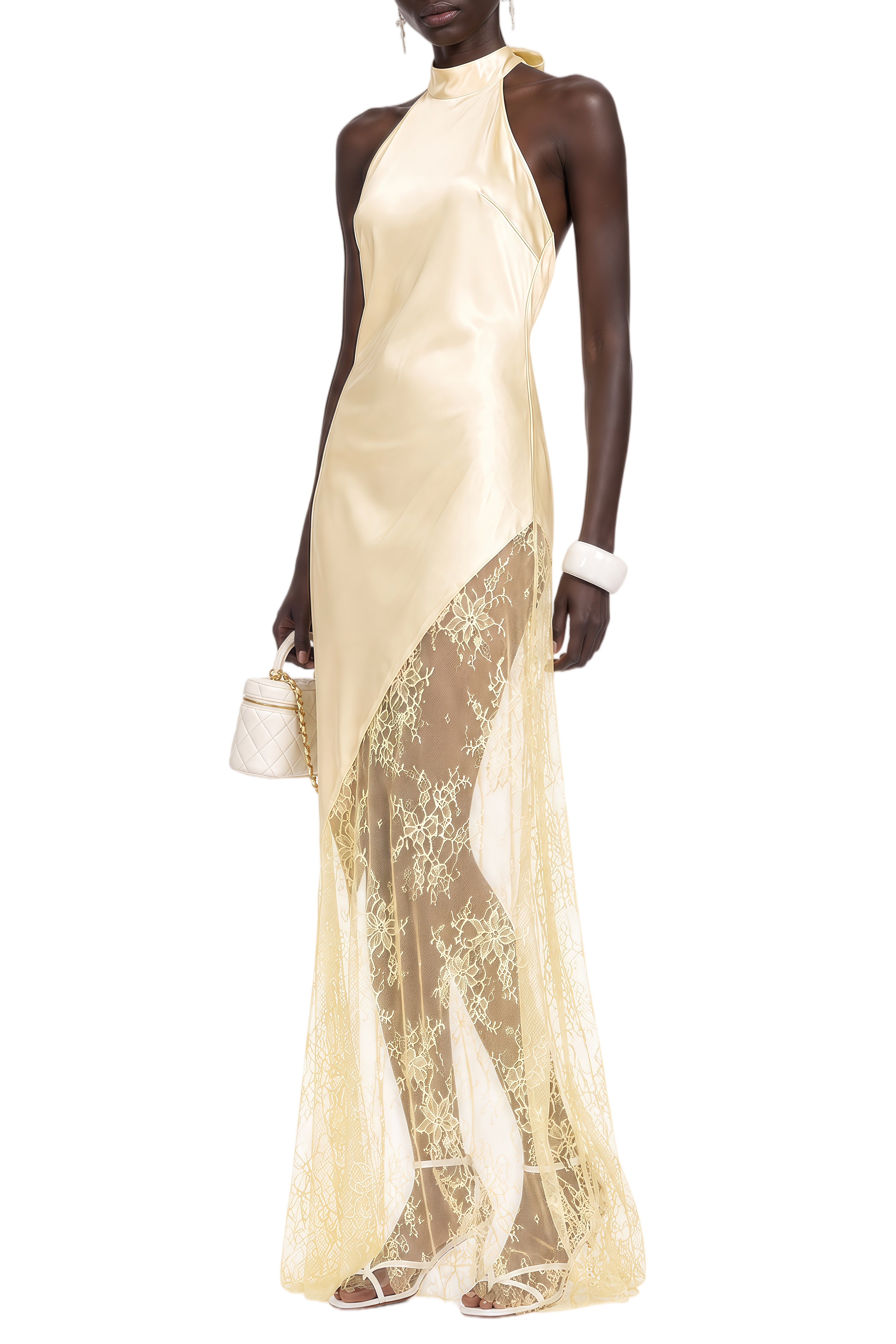 Elowen Yellow Halterneck Sleeveless Maxi Dress