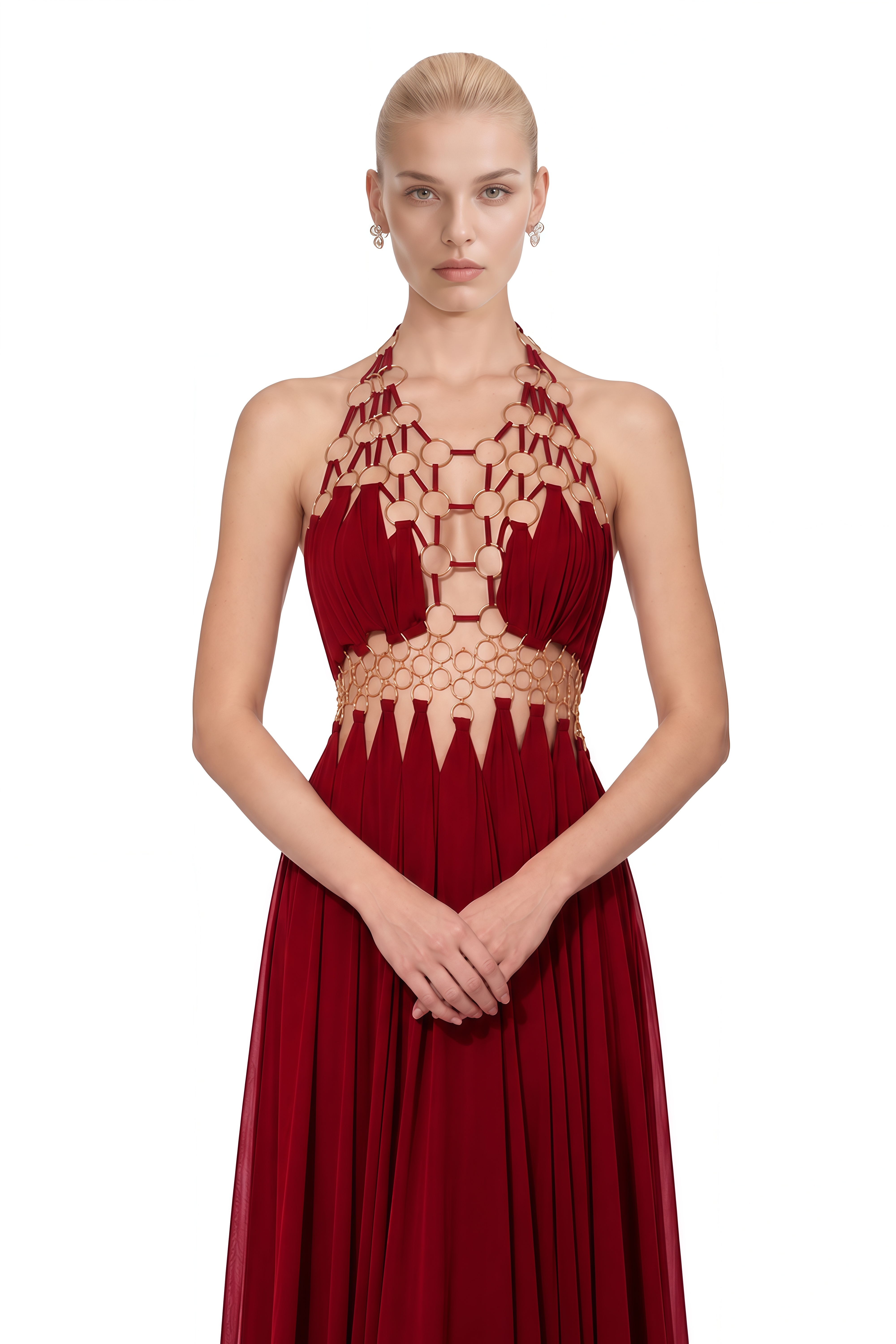 Posie Red Halterneck Cut-Out Maxi Dress