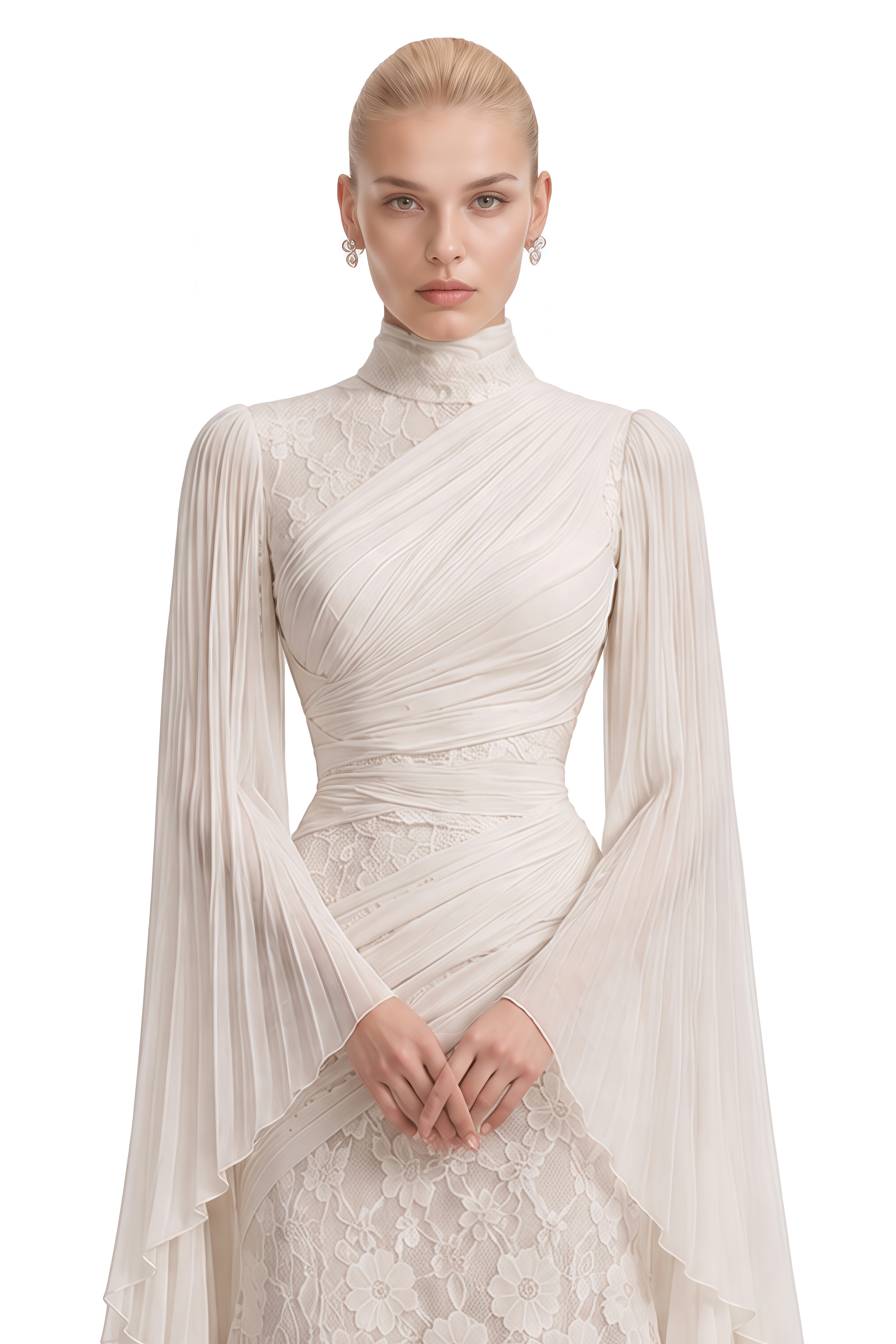 Arabella Ivory Asymmetrical Lace Maxi Dress