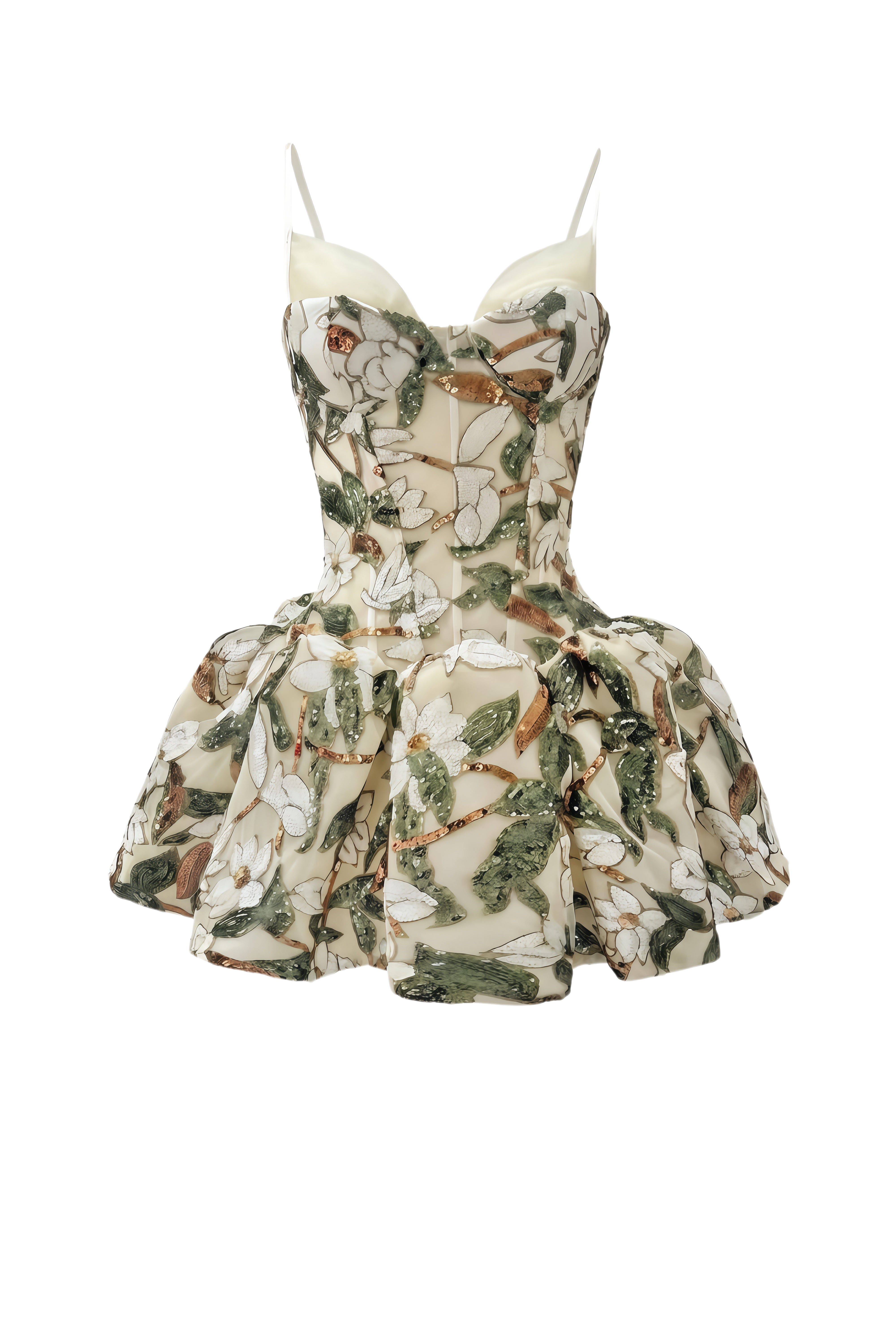 Camille Green Floral Print Sleeveless Mini Dress