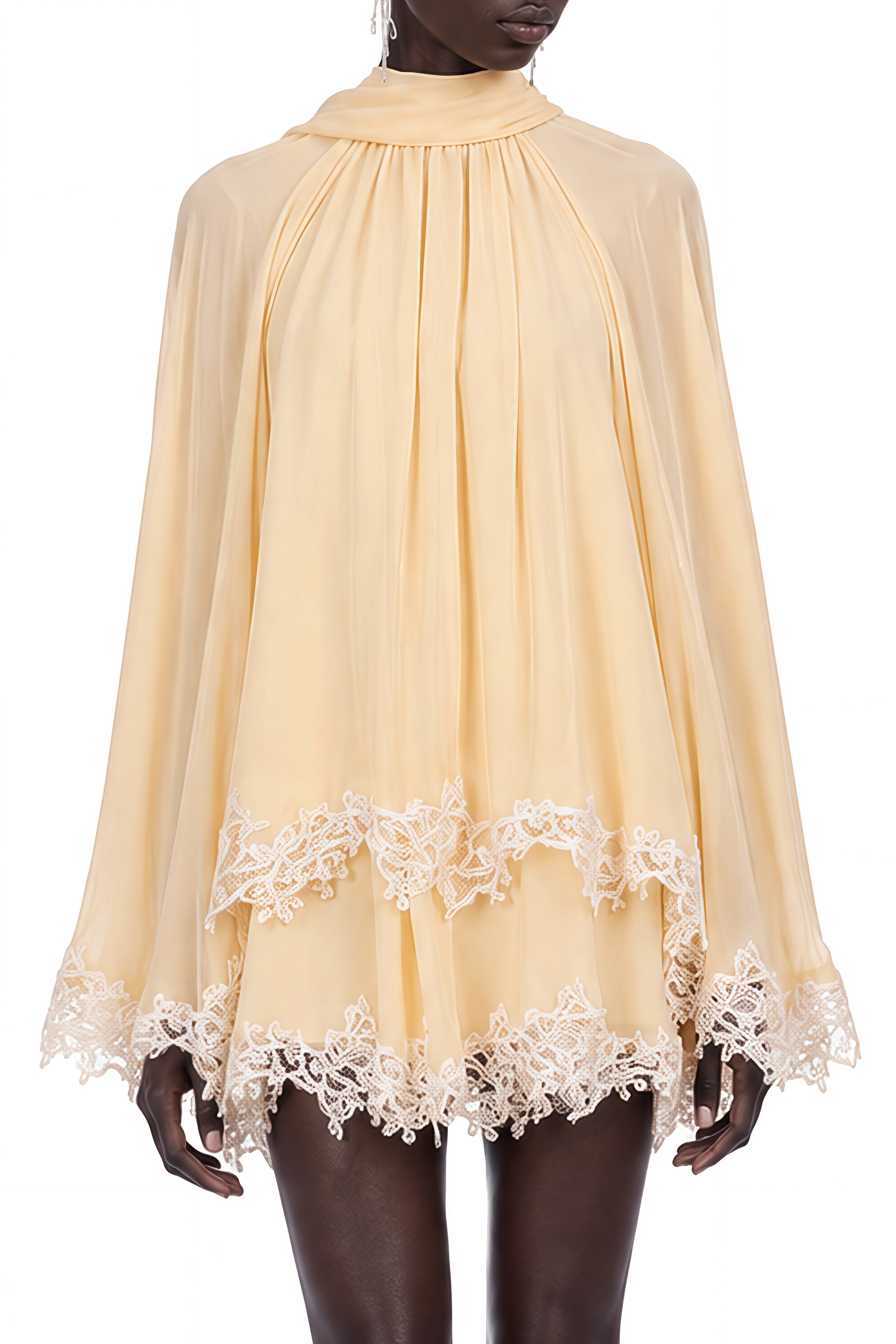 Emmeline Yellow Scarf Draped Mini Dress