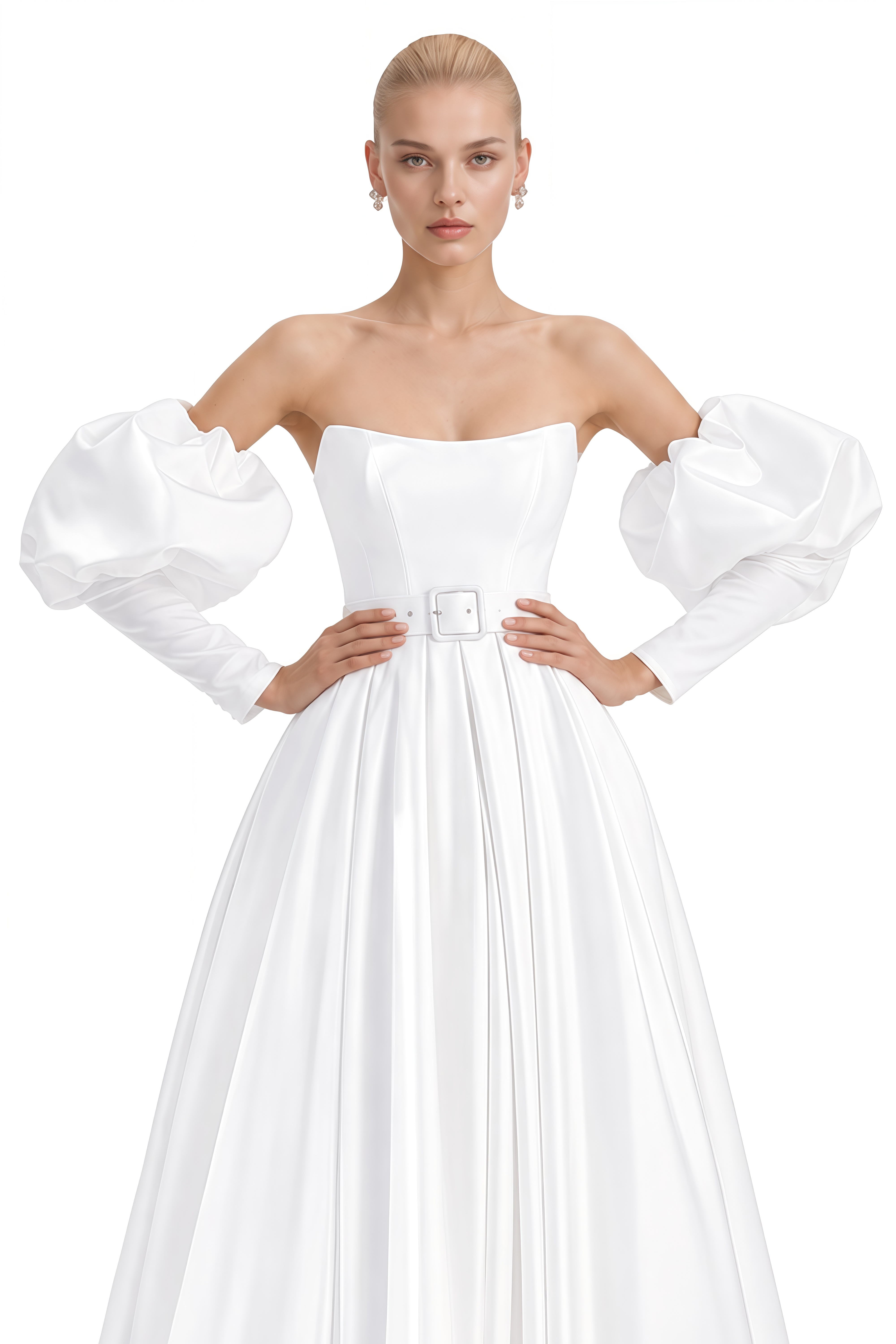 Isadora White Off Shoulder Pleated Maxi Dress