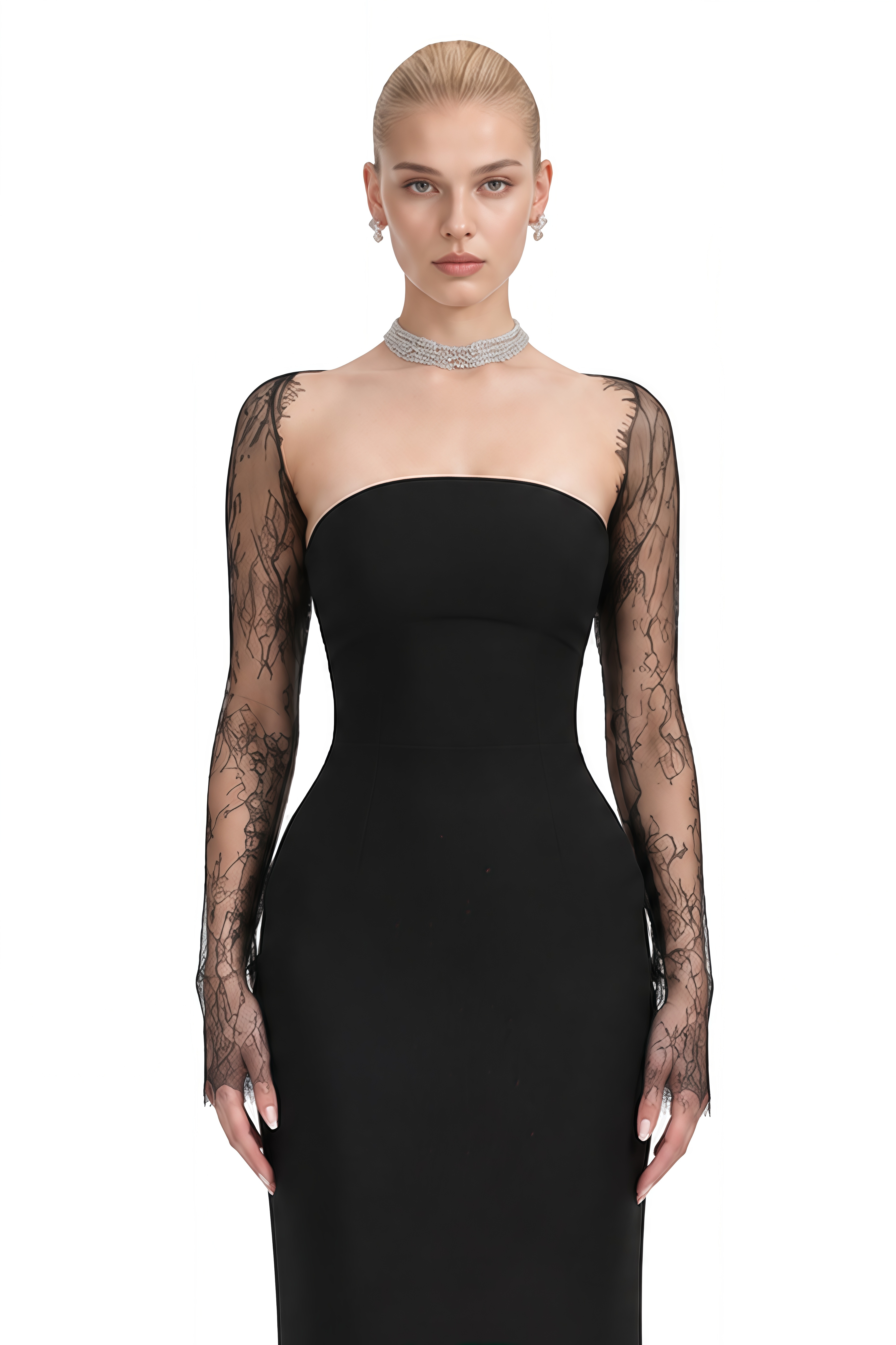 Sylvia Black Strapless Open-Back Maxi Dress