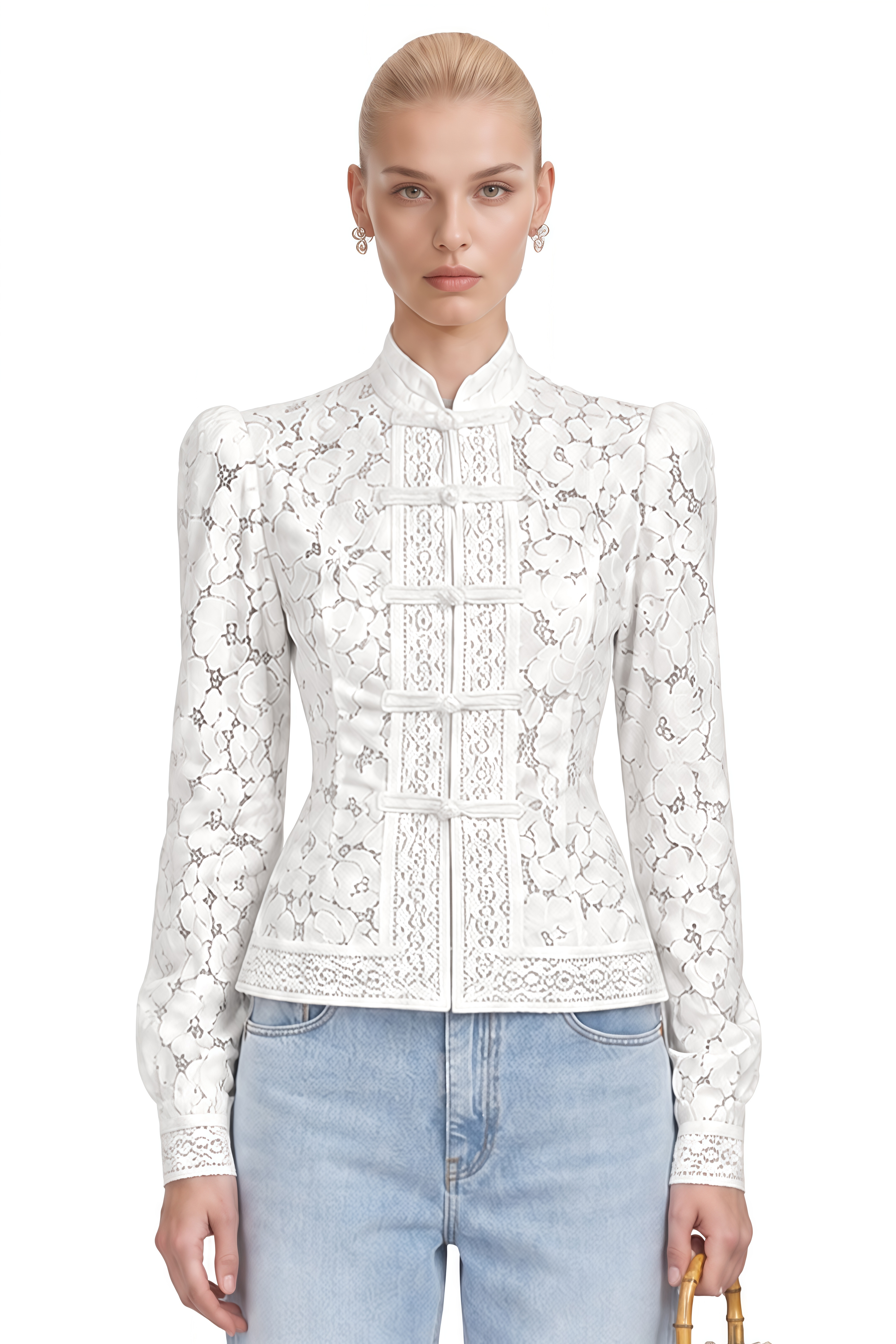 Vesper White Long Sleeves Lace Blouse