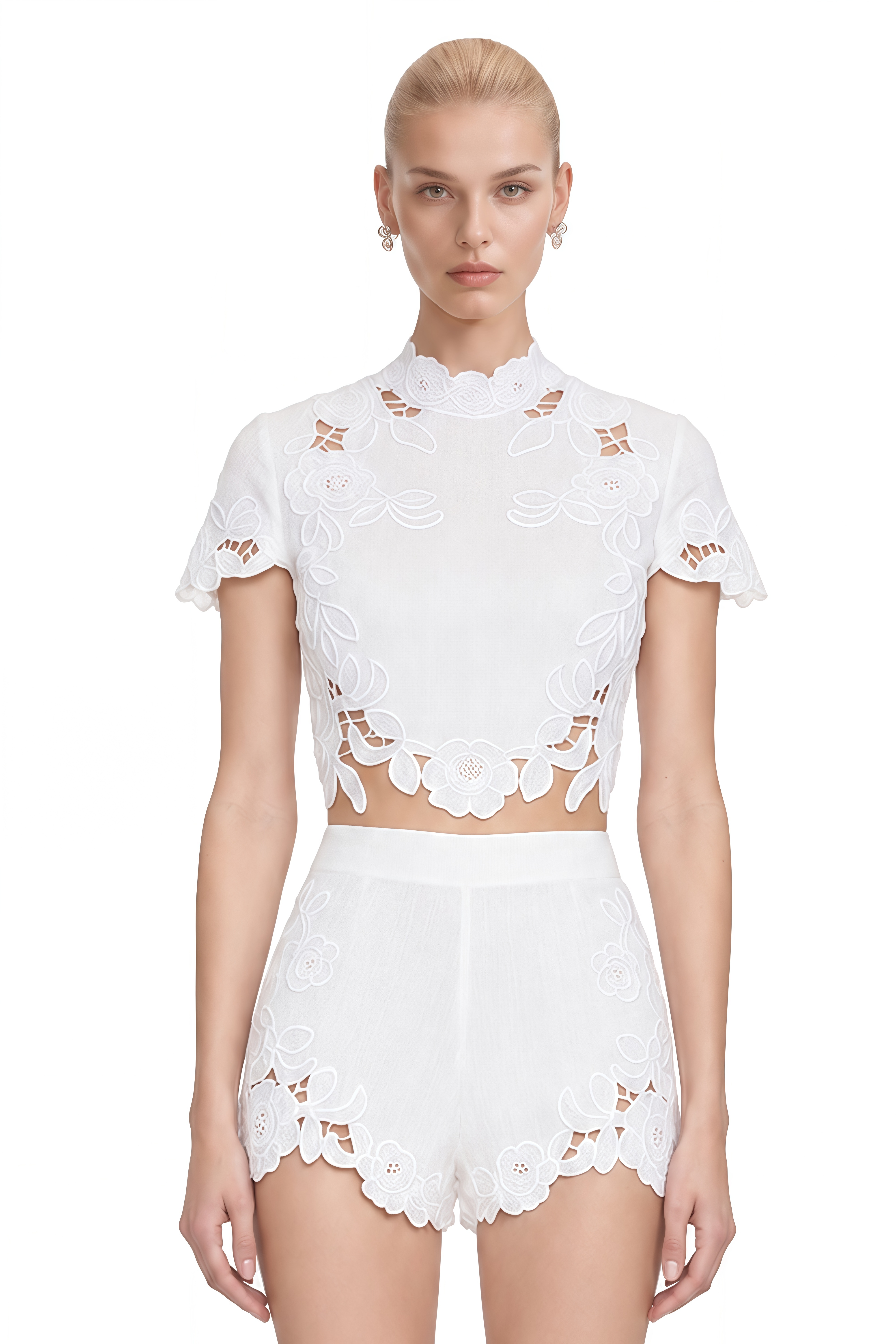 Willow White Short Sleeves Floral Top & Shorts Set