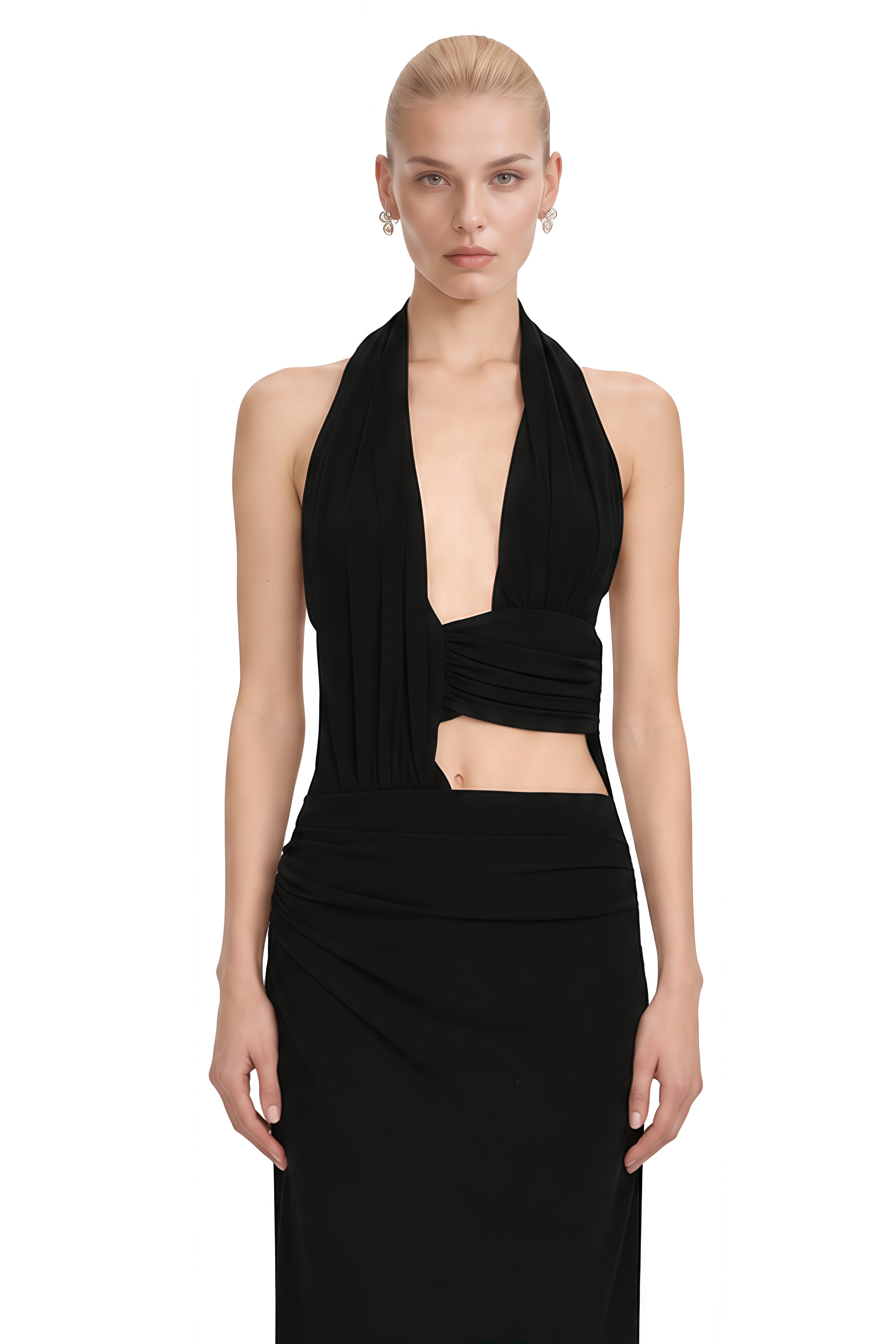 Esme Black Asymmetrical Cut-Out Maxi Dress