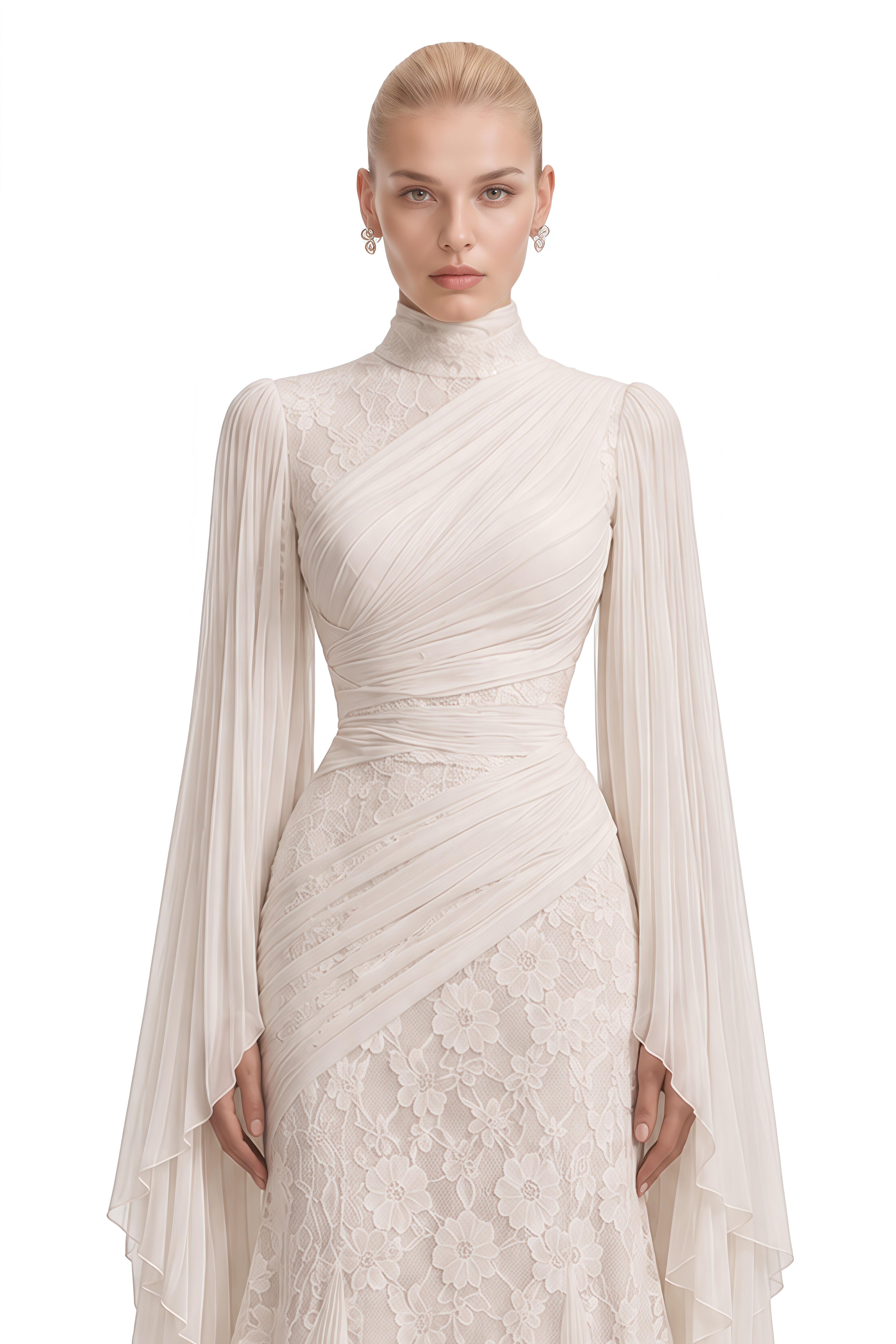 Arabella Ivory Asymmetrical Lace Maxi Dress
