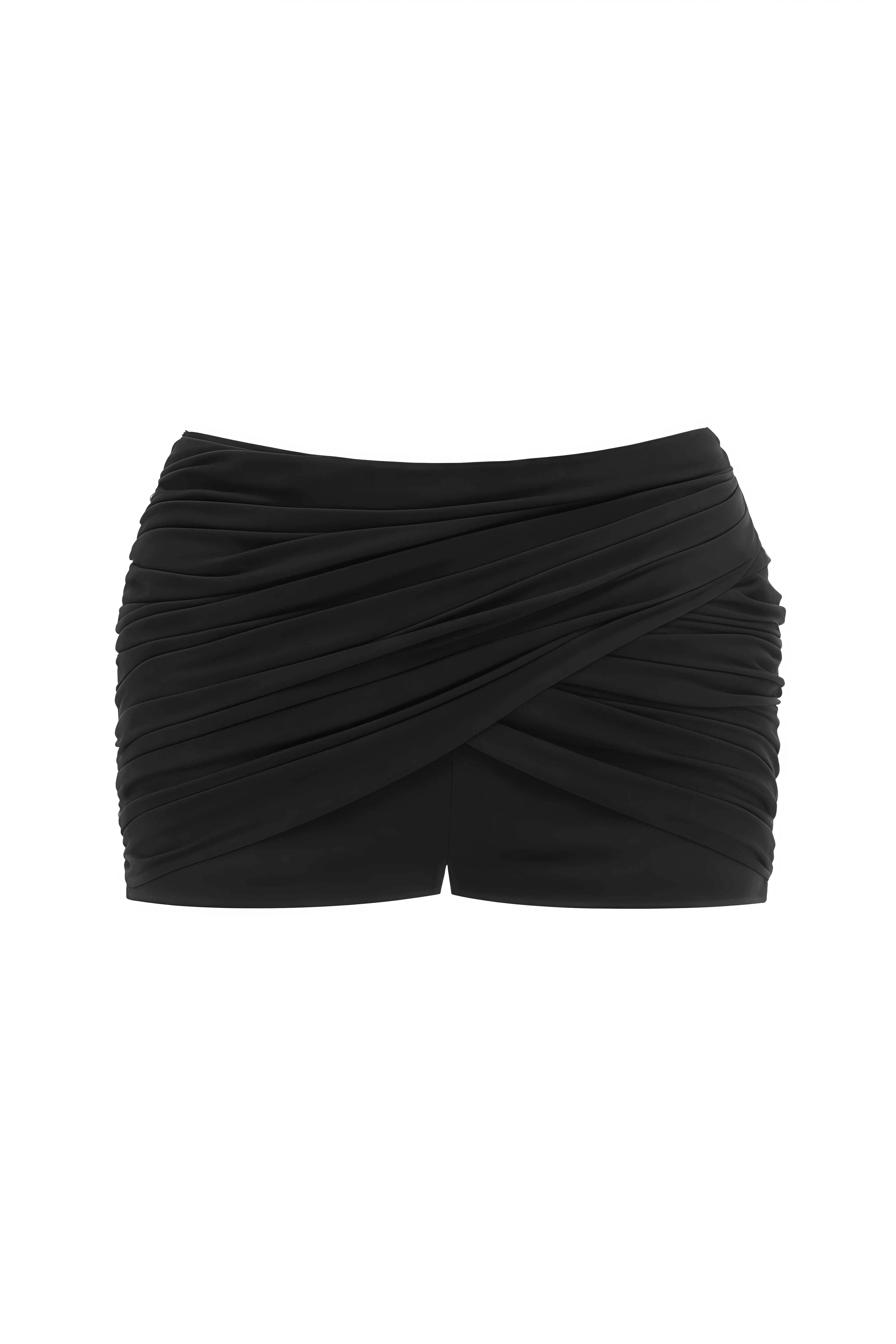 Victoria Black Asymmetrical Draped Bodysuit & Shorts Set