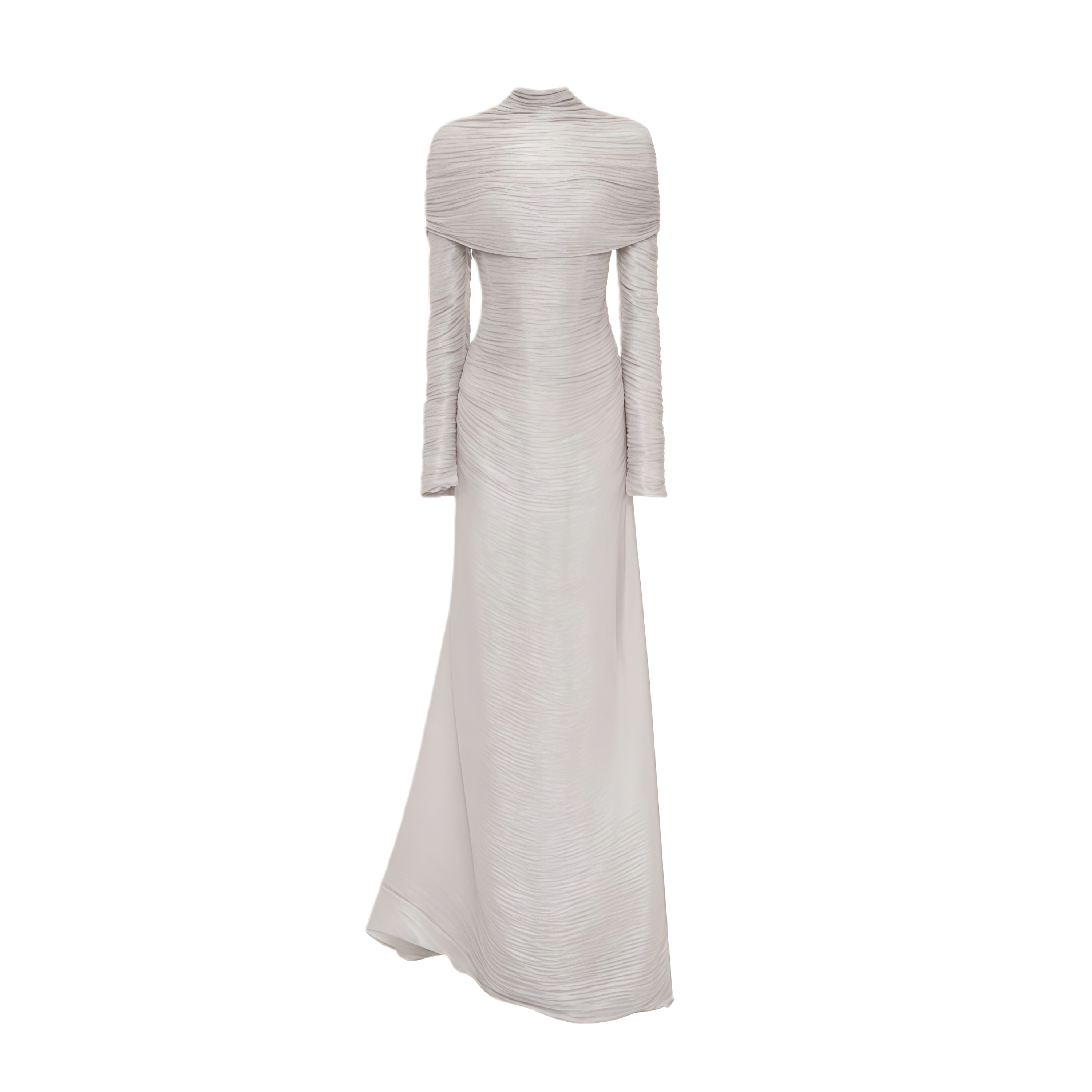 Fiona Silver Cape Pleated Maxi Dress 