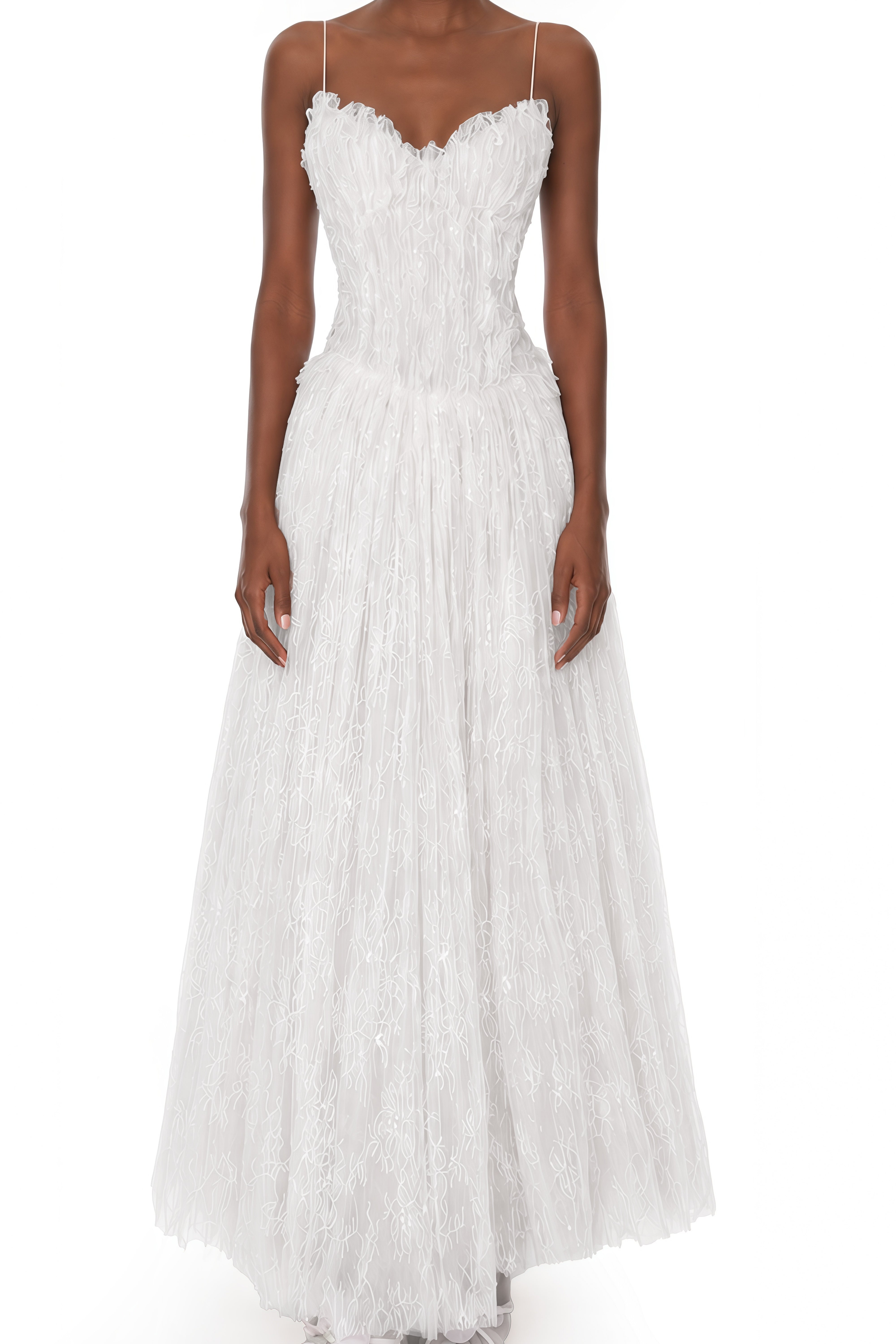 Florence White Mesh Lace Up Maxi Dress