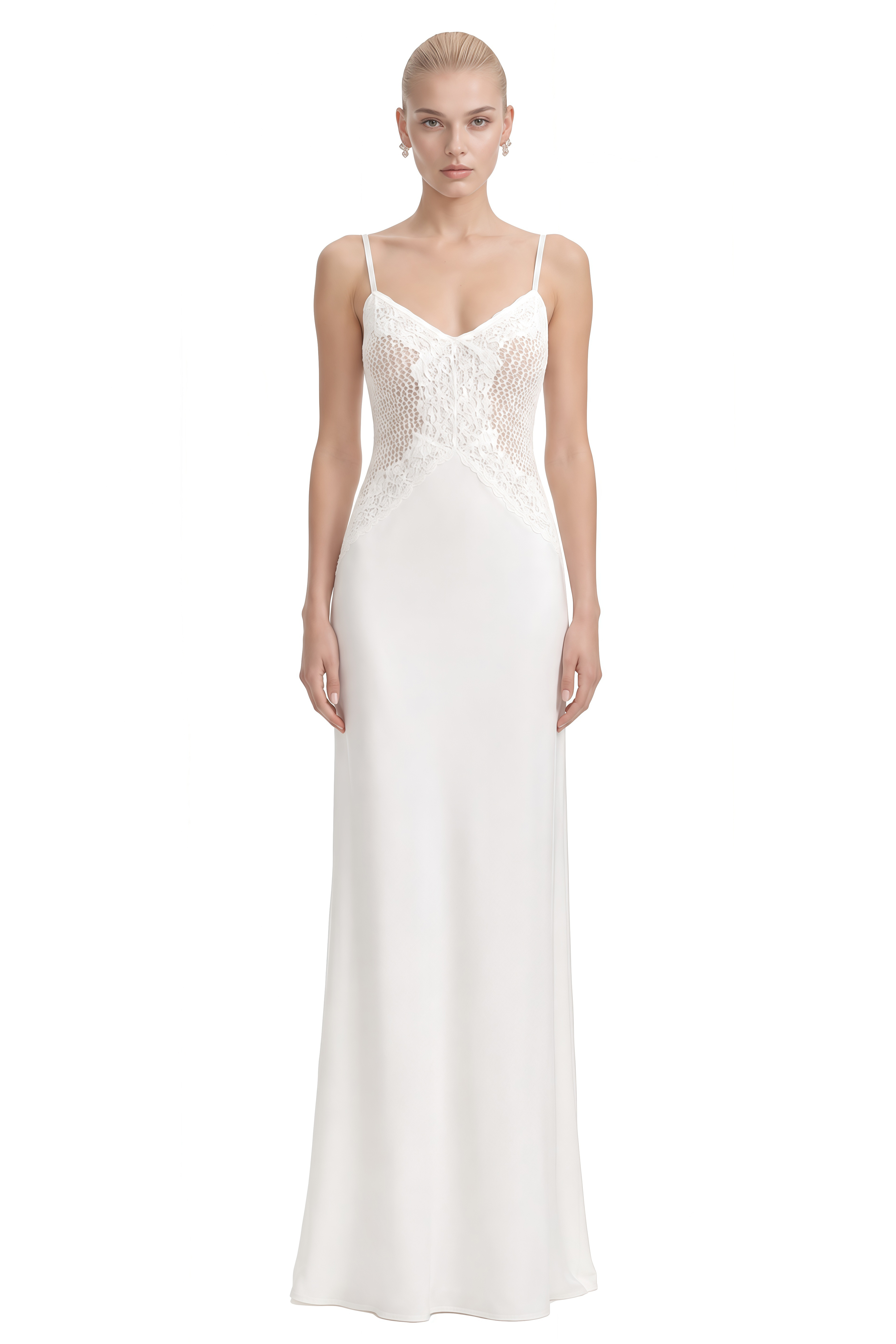 Rosalie White Sweetheart Neck Lace Maxi Dress