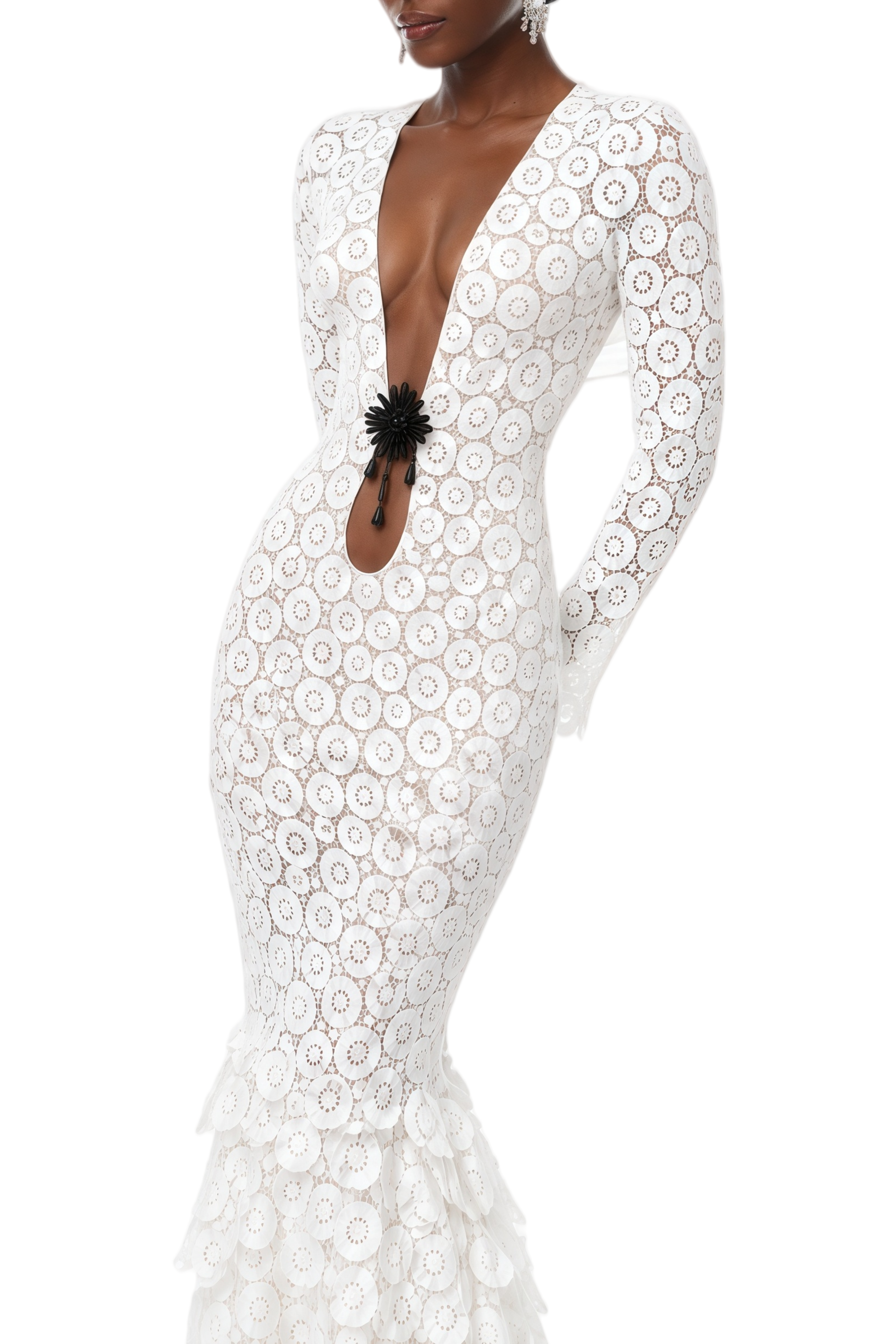 Amara White Cut-out Lace Maxi Dress