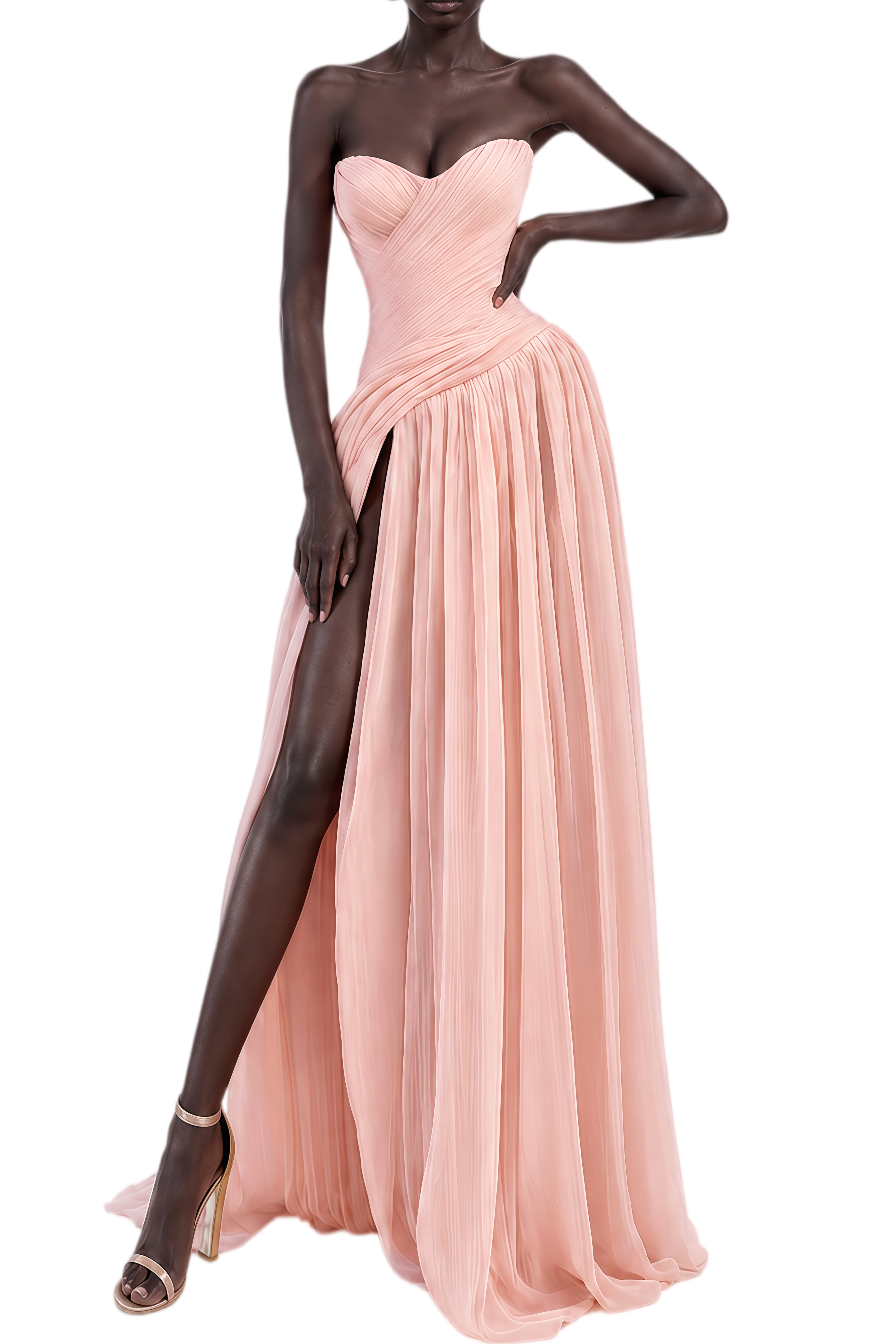 Aurelia Pink Sleeveless Sweetheart Maxi Dress