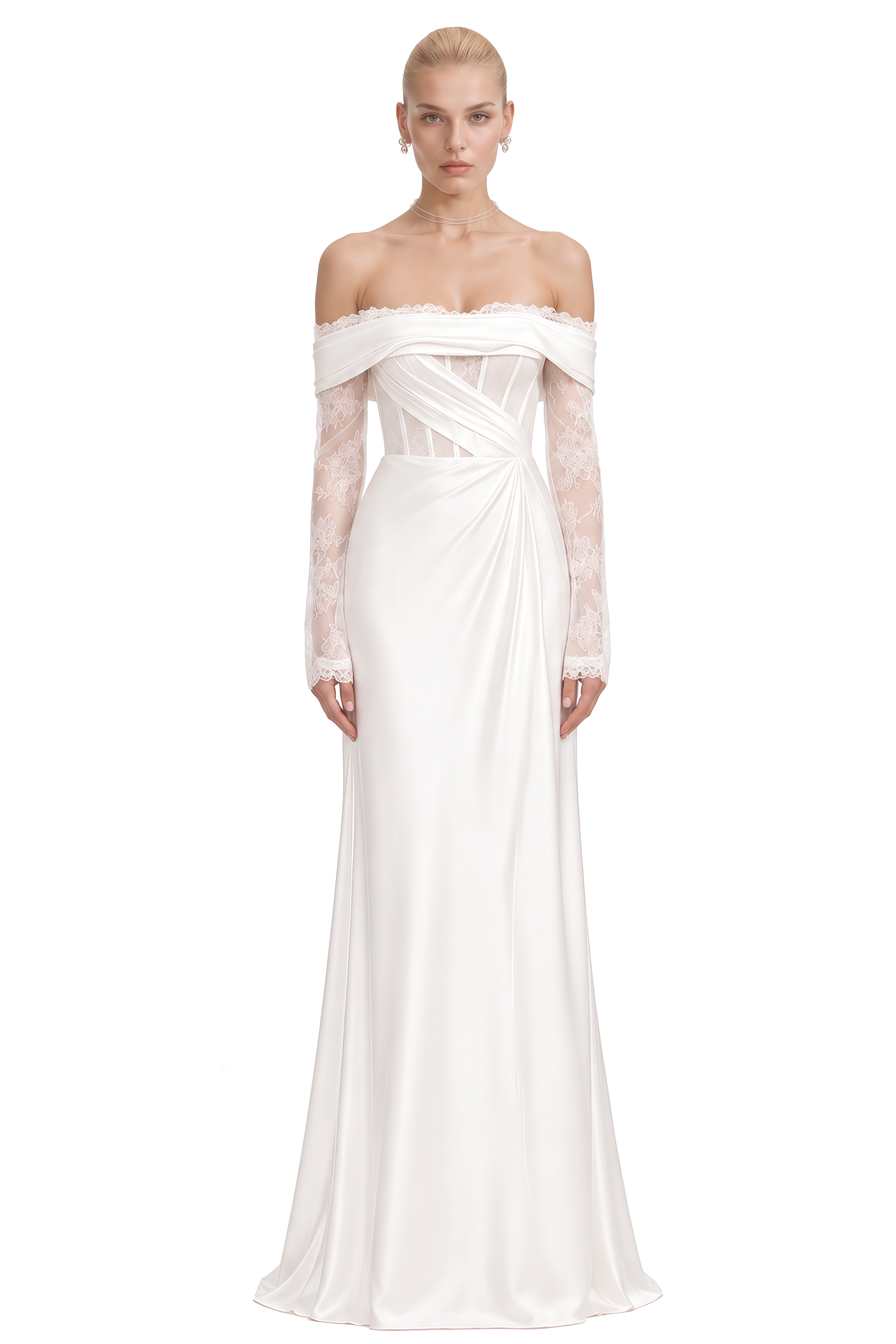 Aurelia White Off Shoulder Asymmetrical Maxi Dress