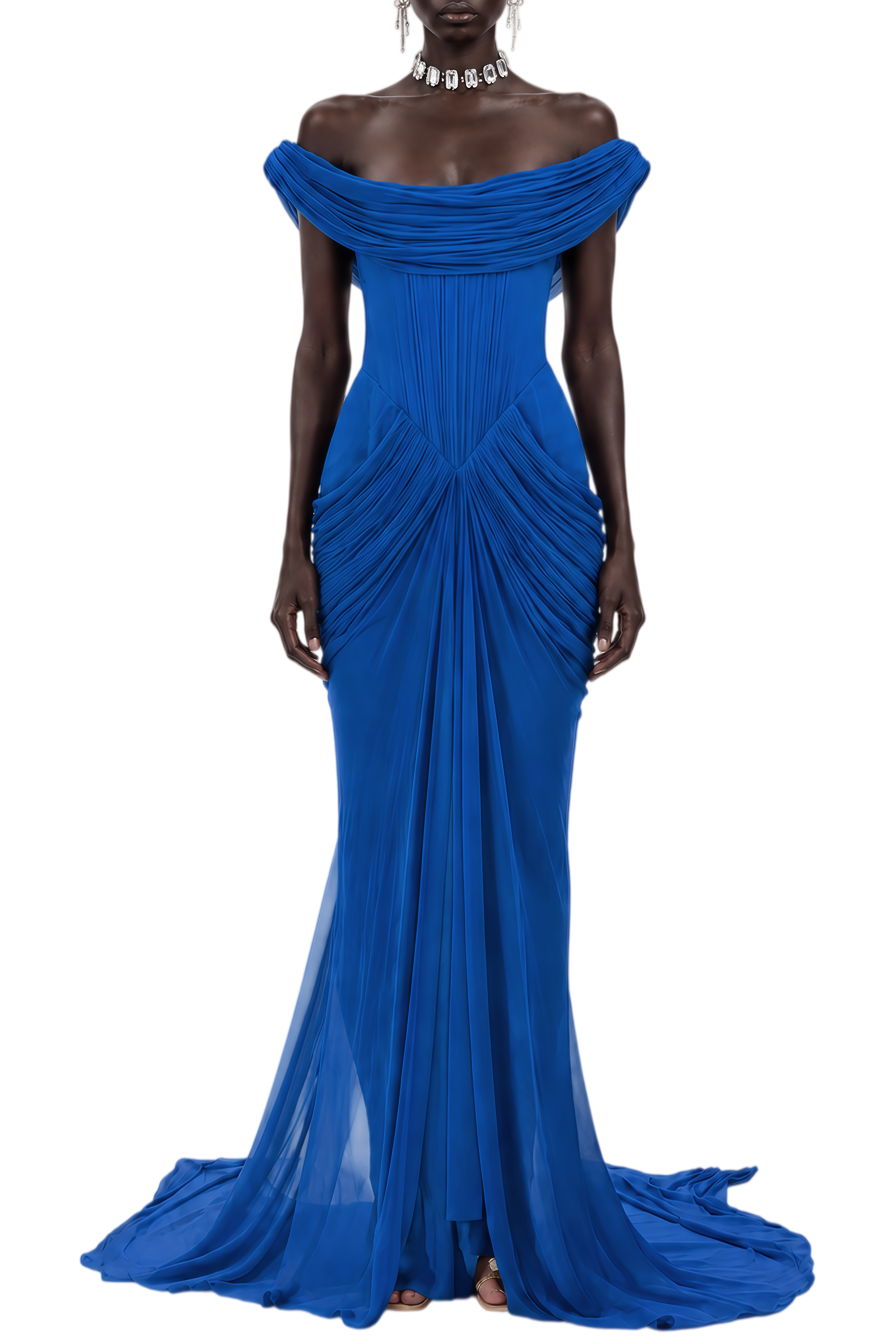 Imogen Blue Sleeveless Ruched Maxi Dress
