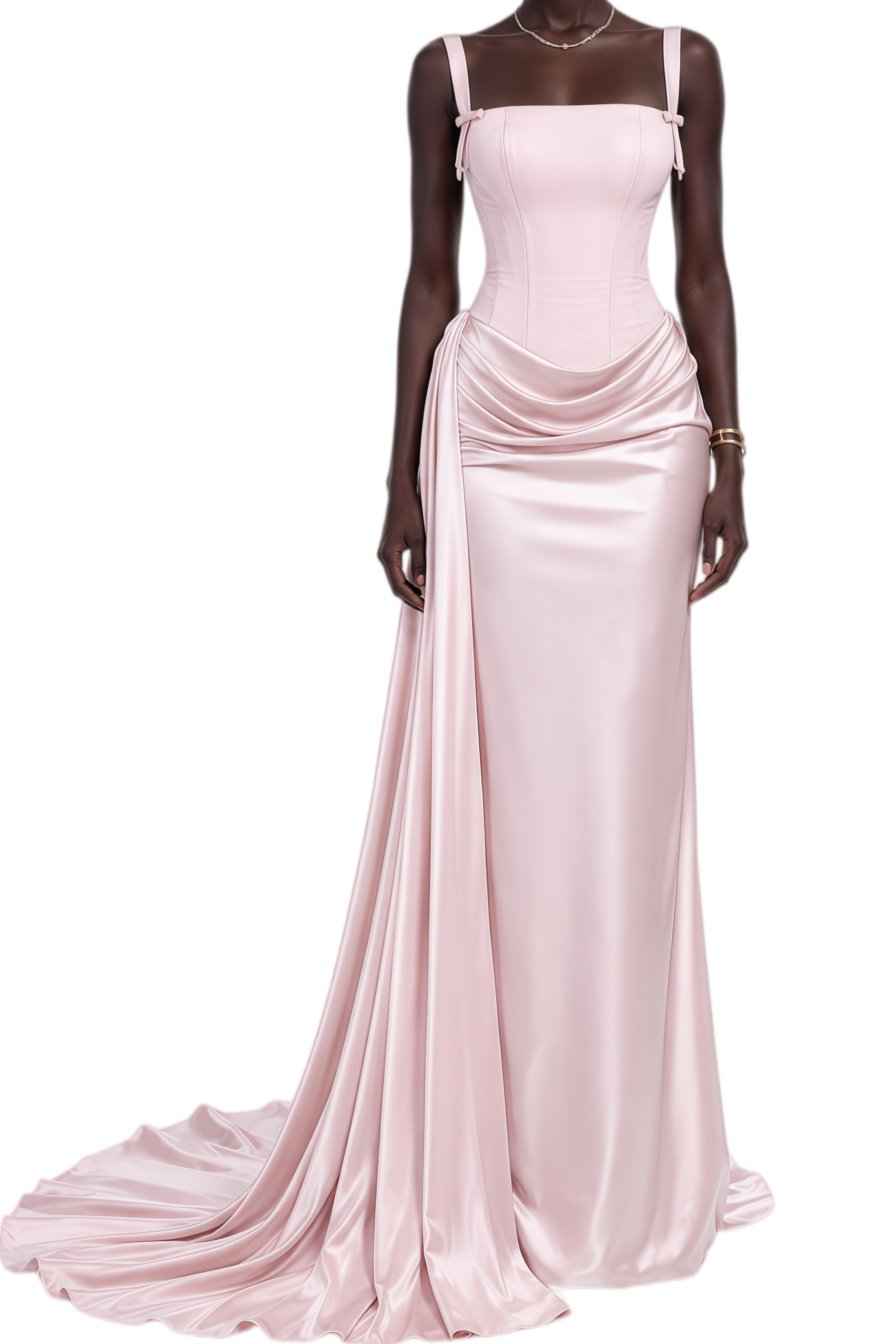 Felicity Pink Draped Asymmetrical Maxi Dress
