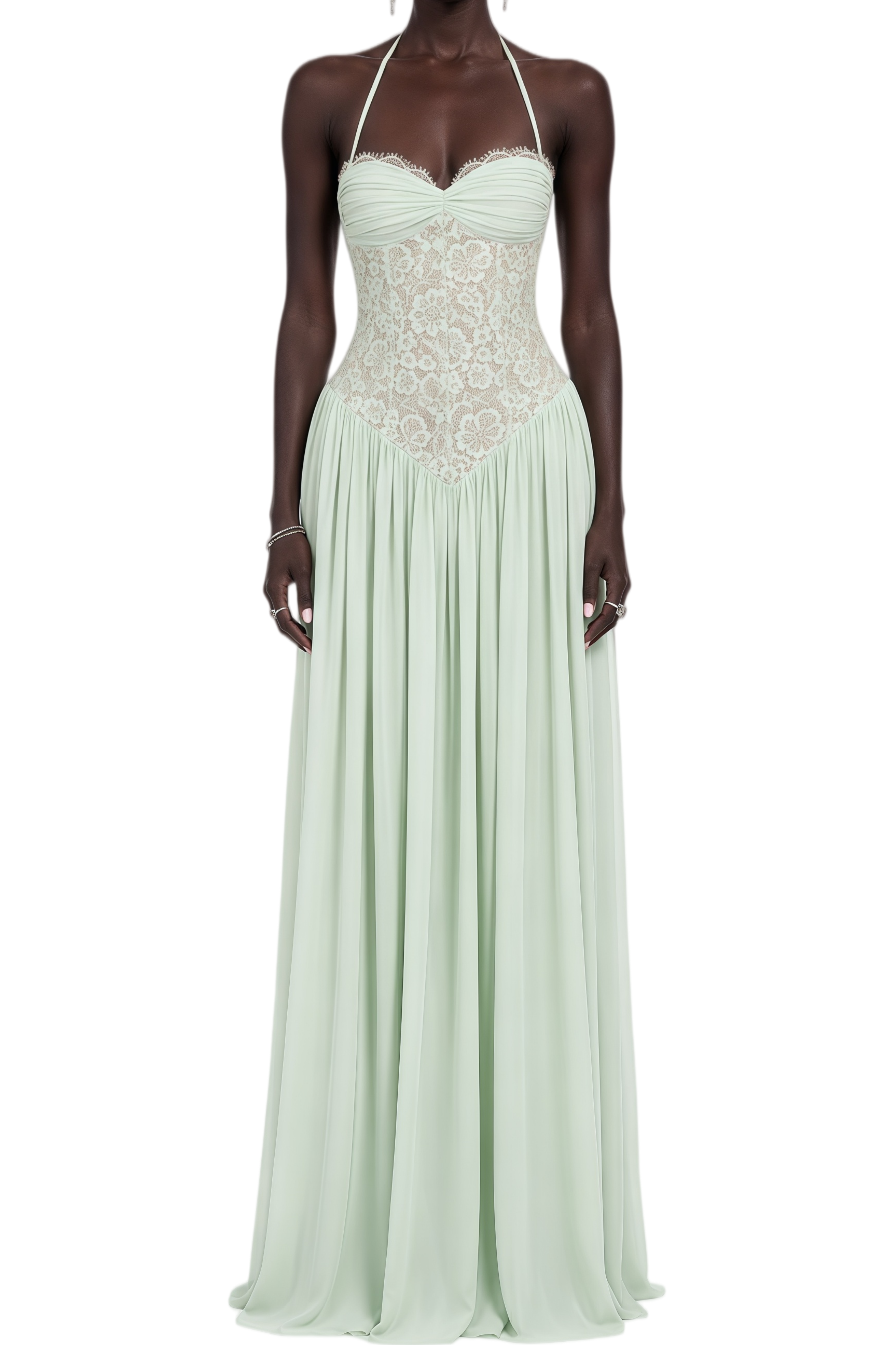 Felicity Green Sleeveless Ruched Maxi Dress