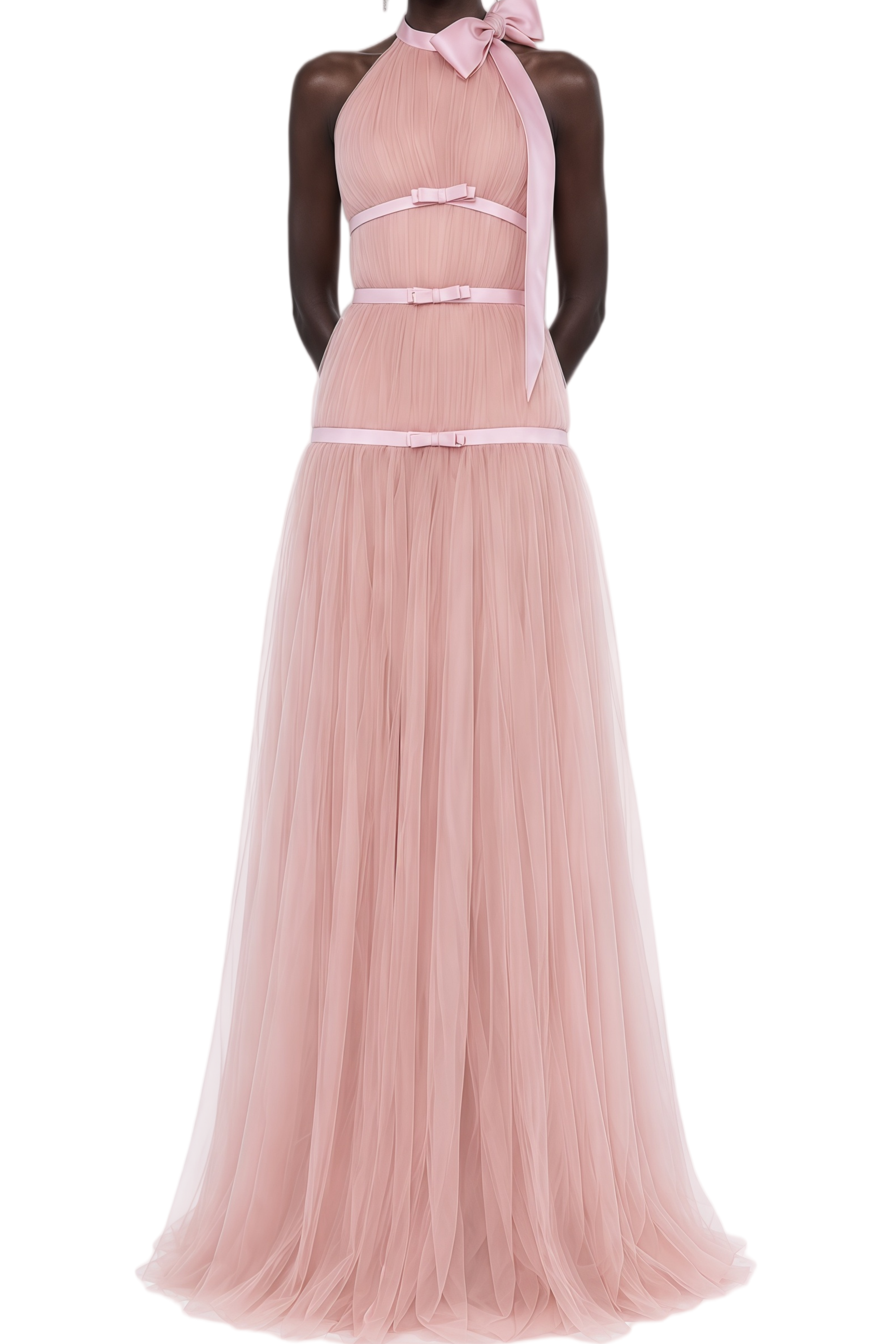 Nerissa Pink Sleeveless Halterneck Maxi Dress