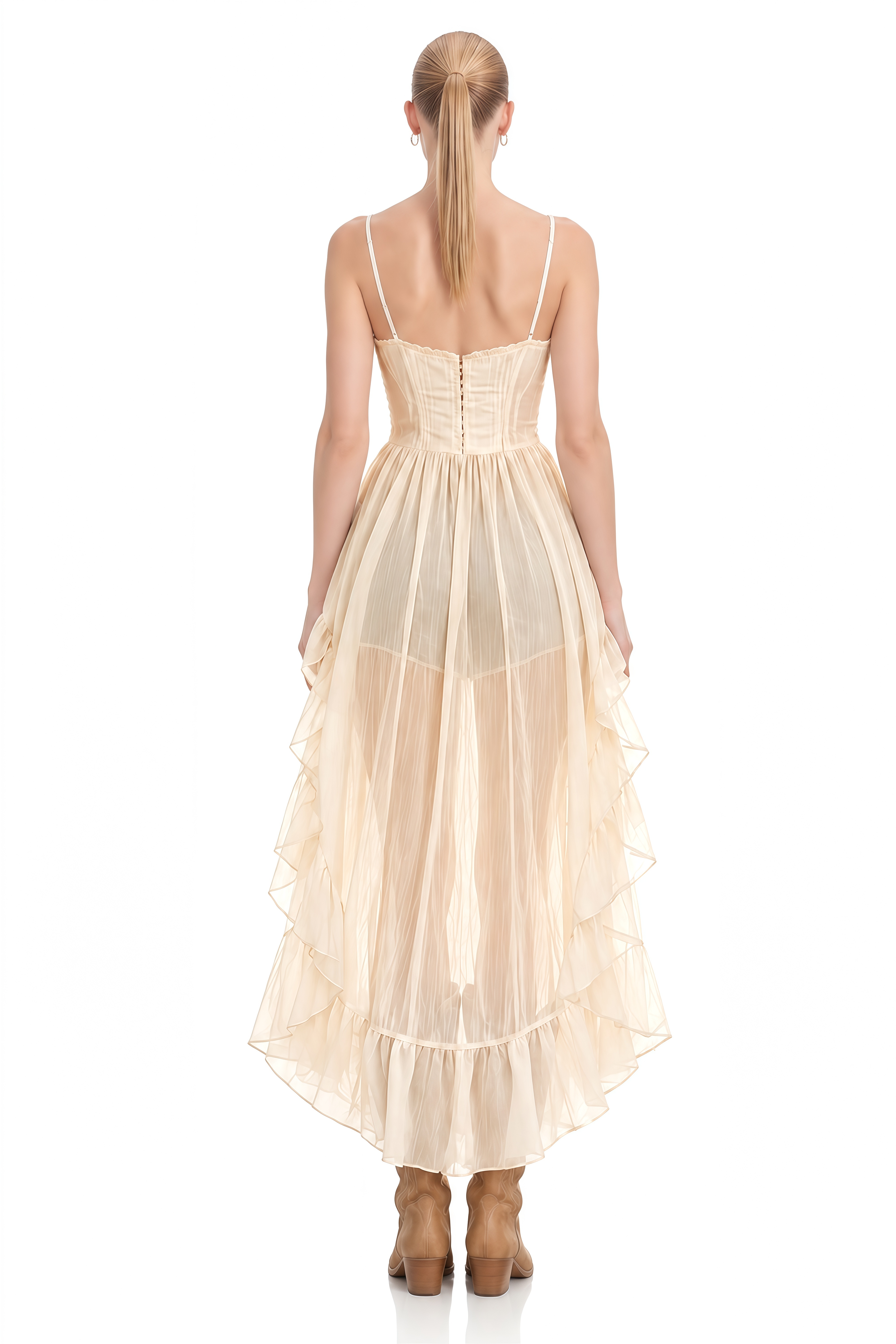 Elowen Ivory Sleeveless High-Low Top
