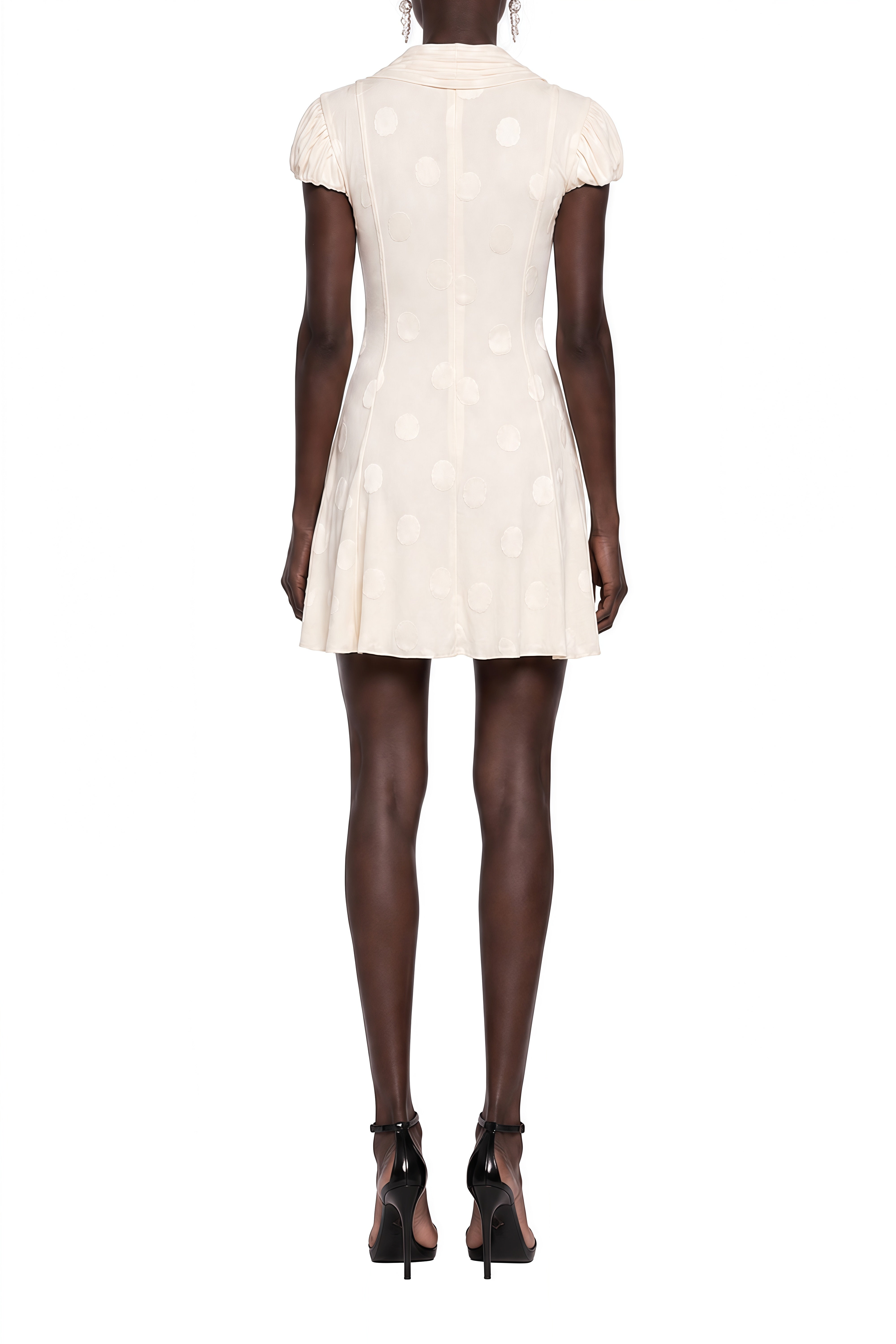 Cordelia White V-Neck Ruched Mini Dress