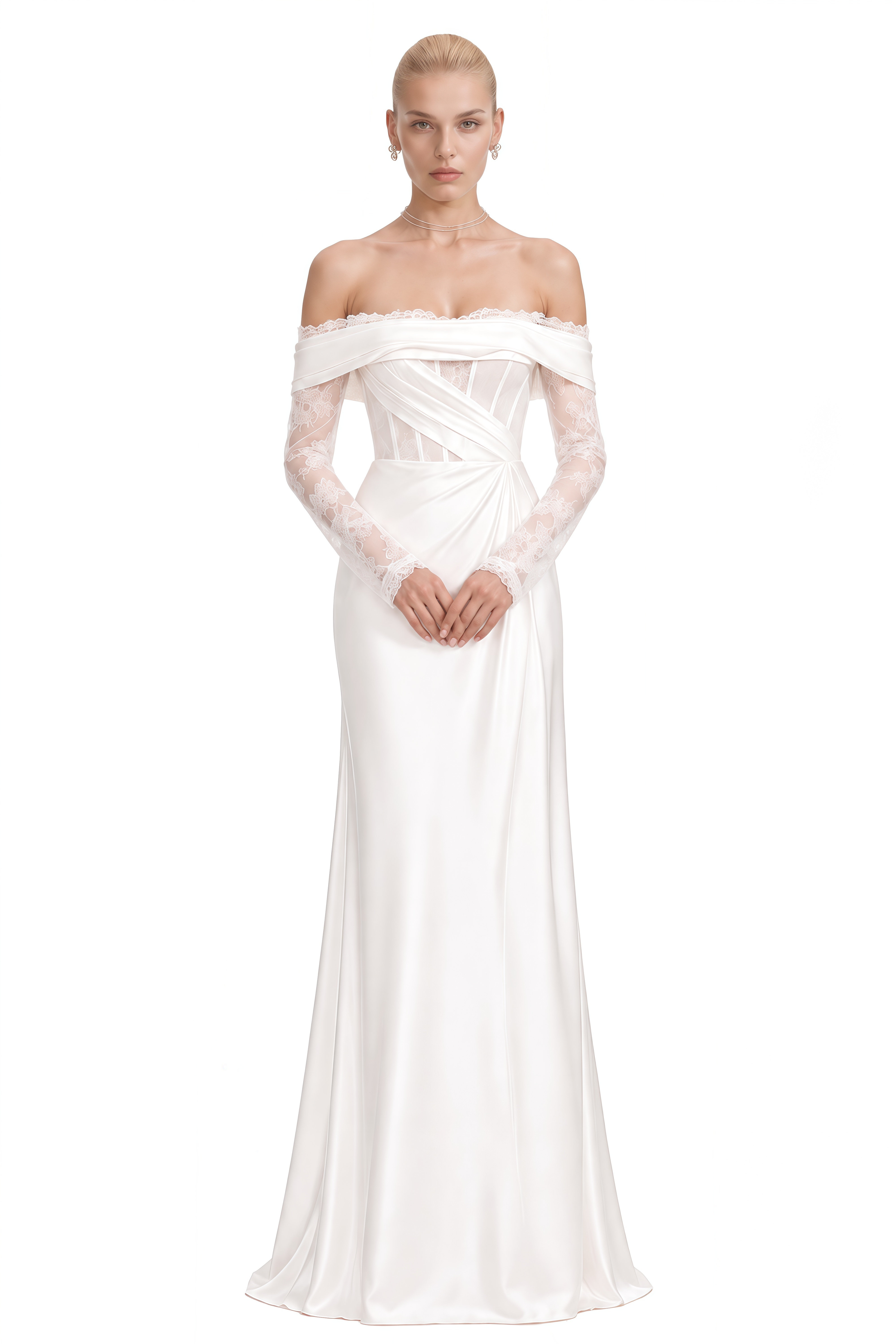 Aurelia White Off Shoulder Asymmetrical Maxi Dress