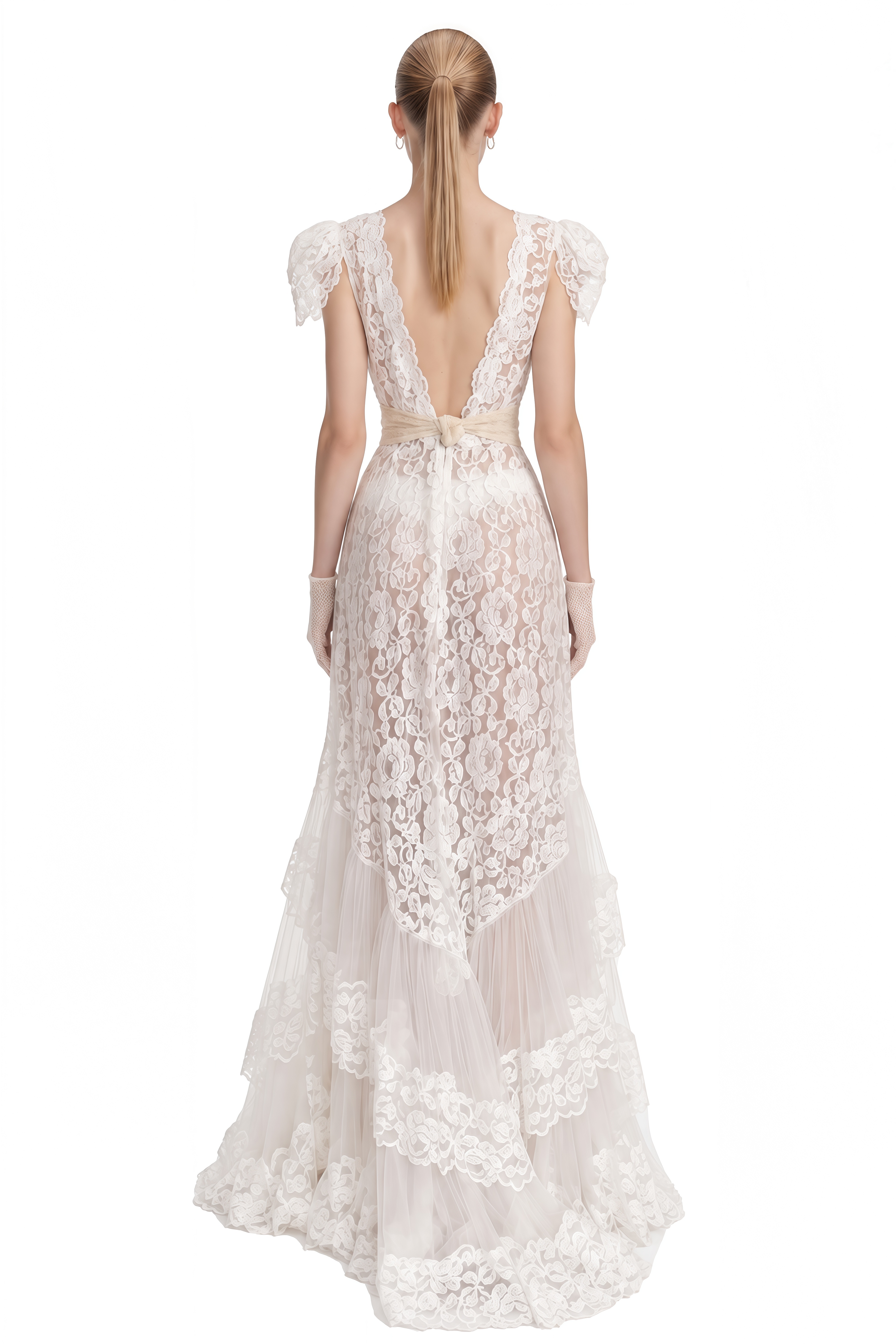 Bronte White V-Neck Lace Maxi Dress