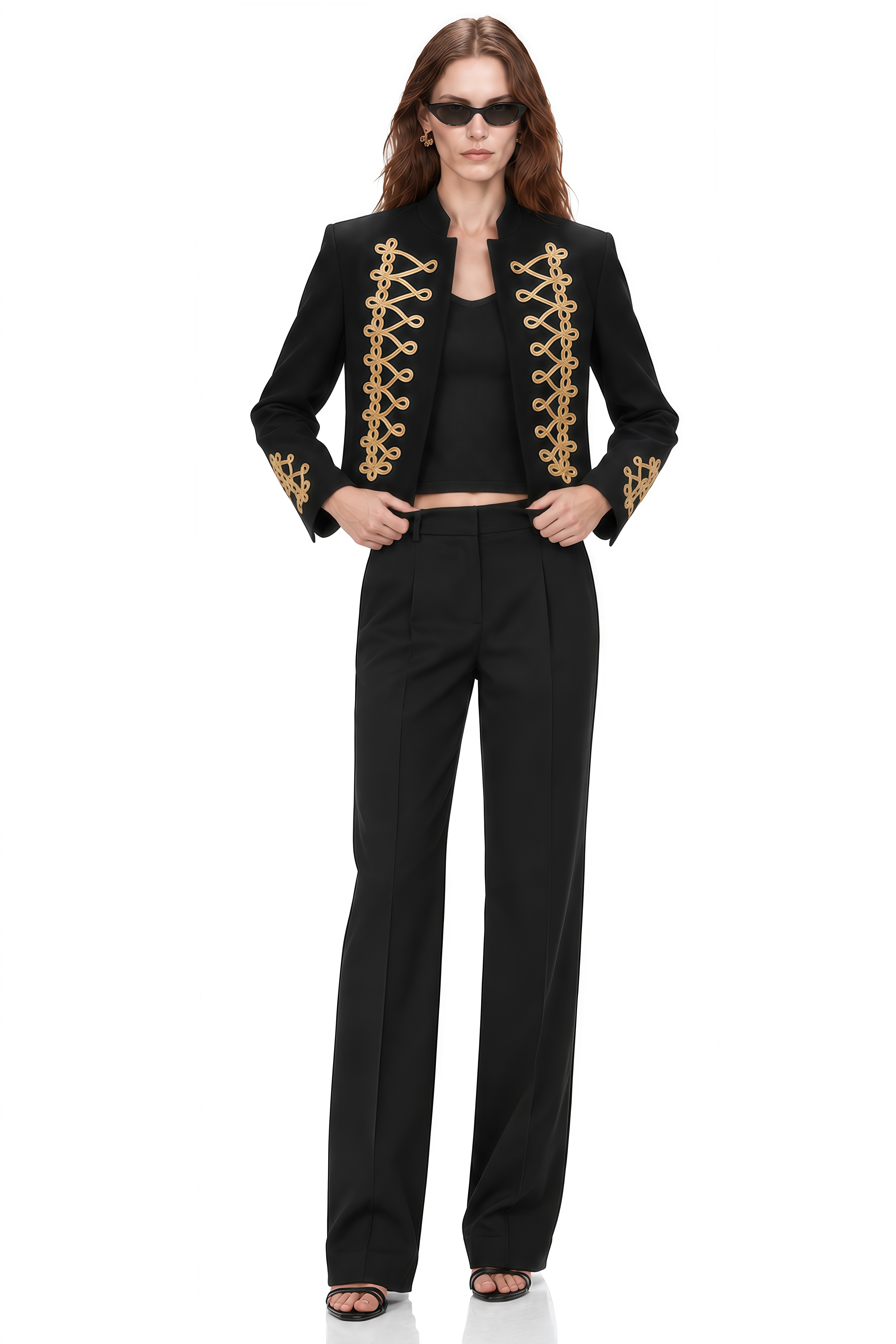 Clio Black Long Sleeves Embellished Jacket