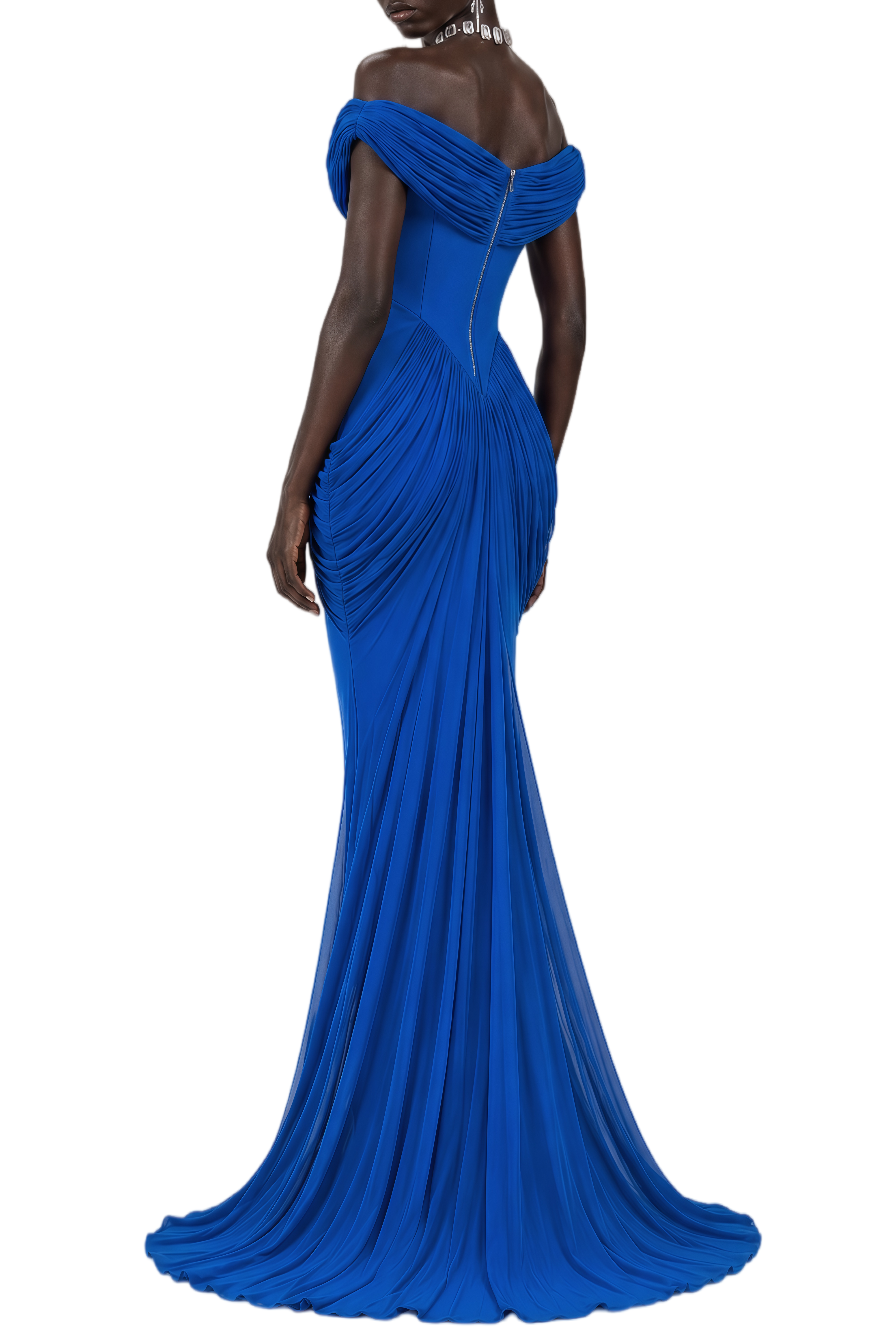 Imogen Blue Sleeveless Ruched Maxi Dress