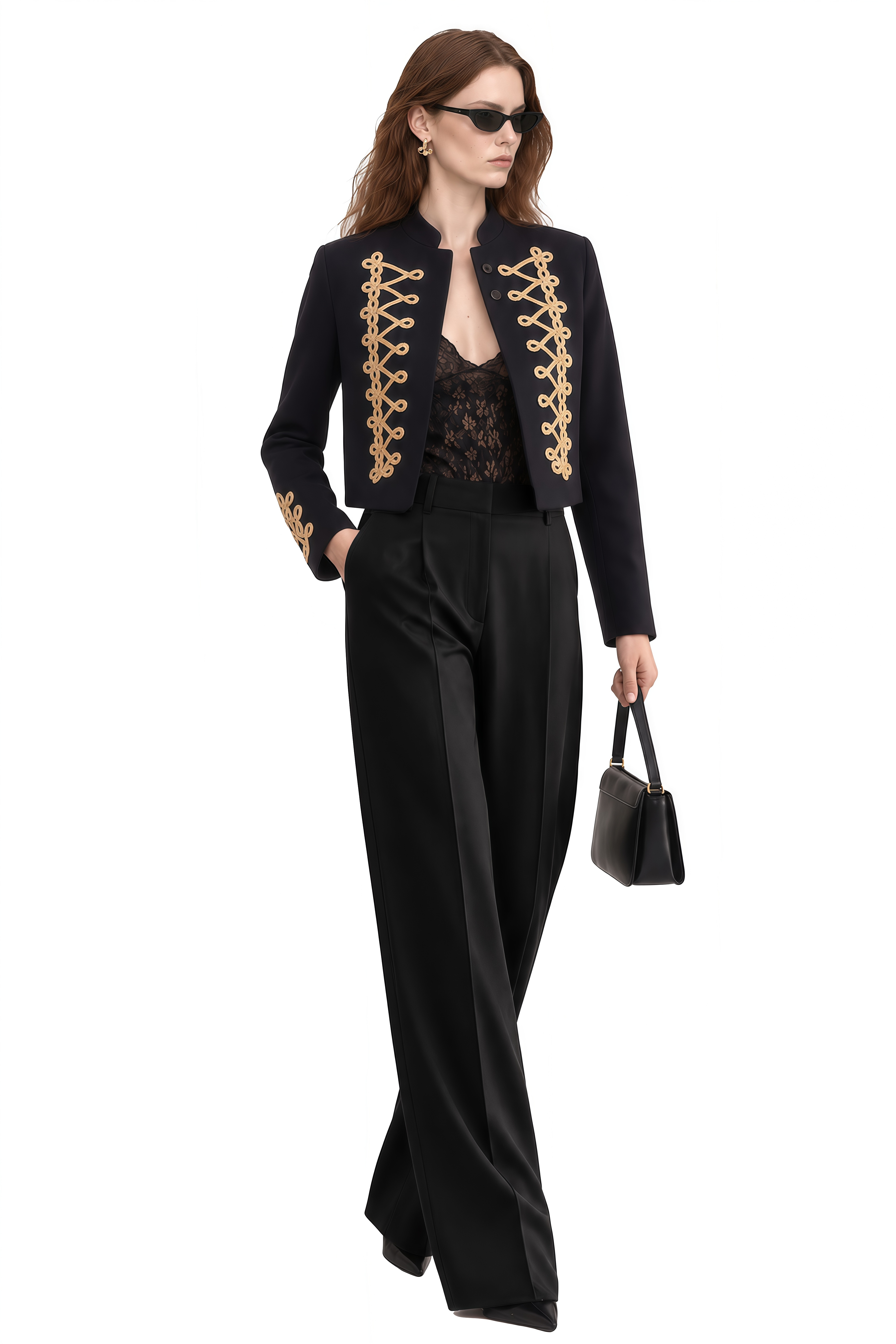 Clio Black Long Sleeves Embellished Jacket