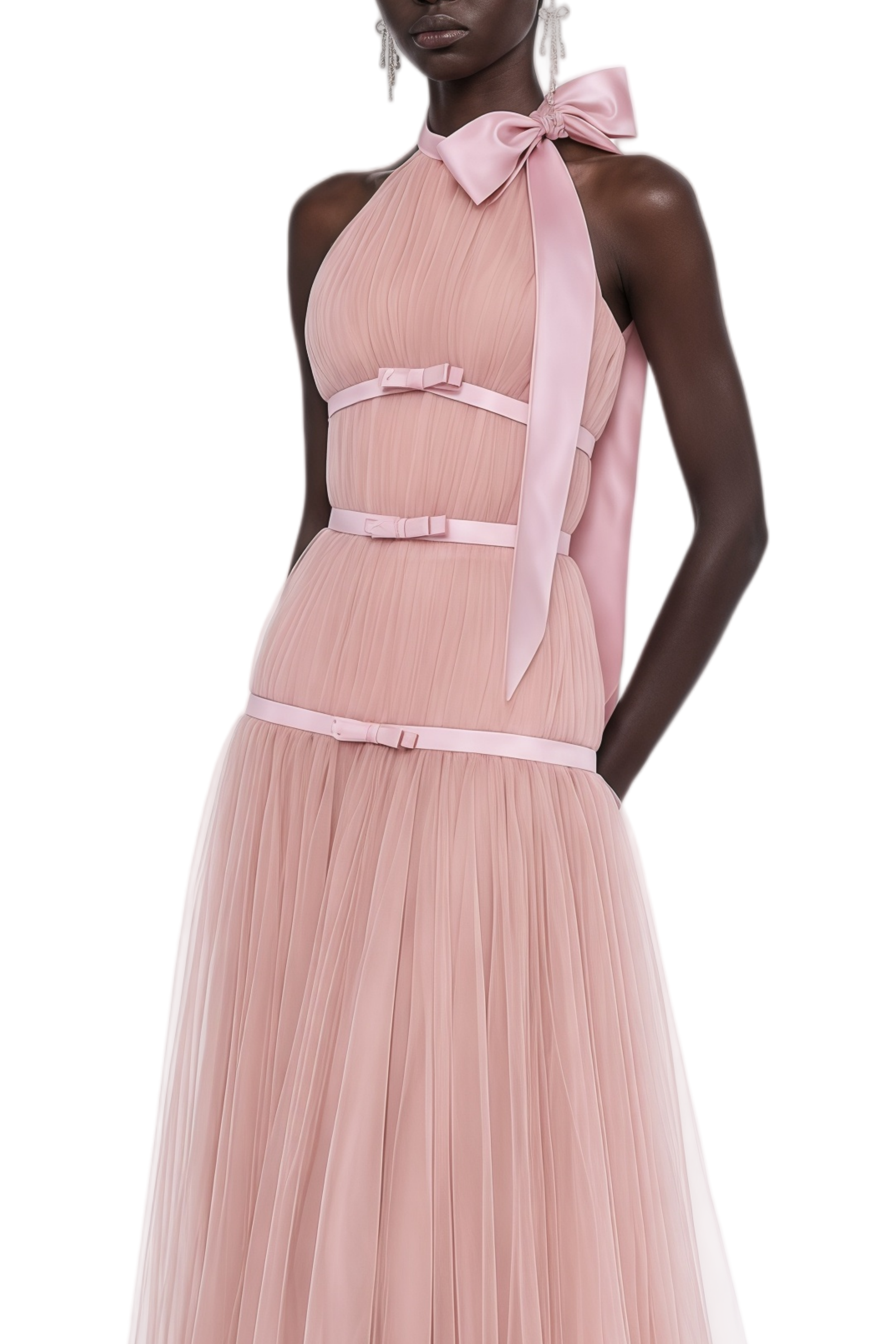 Nerissa Pink Sleeveless Halterneck Maxi Dress