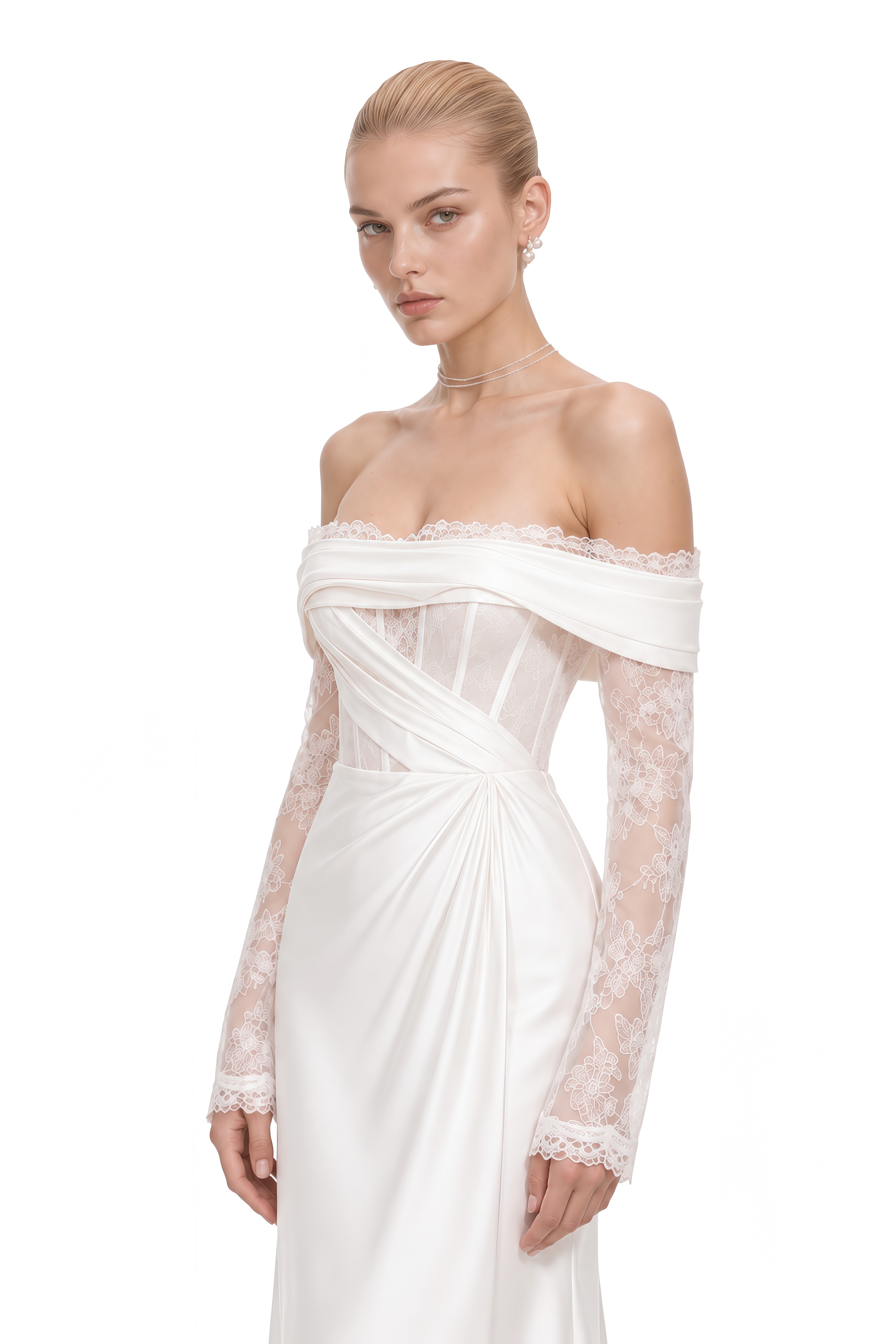 Aurelia White Off Shoulder Asymmetrical Maxi Dress