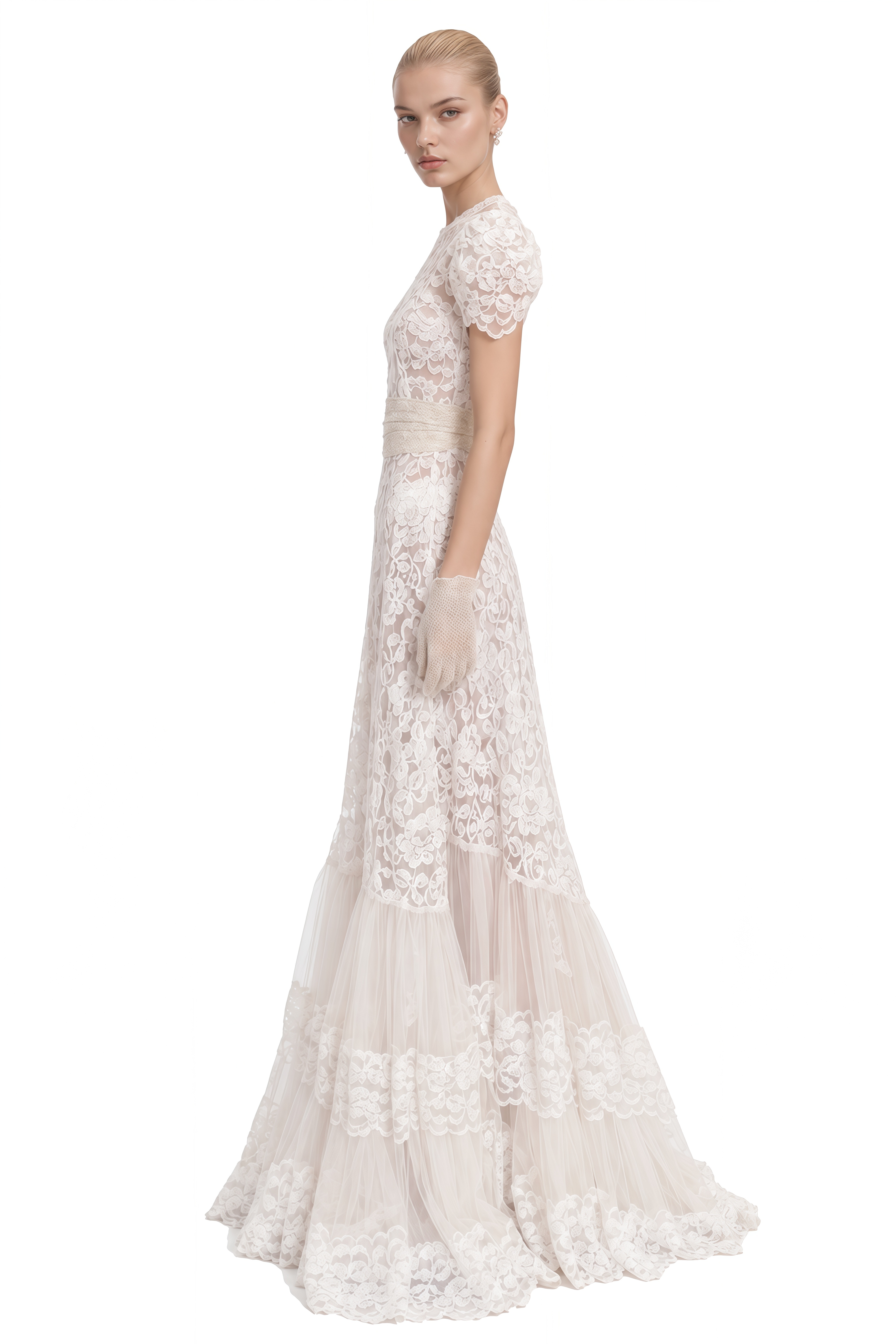 Bronte White V-Neck Lace Maxi Dress