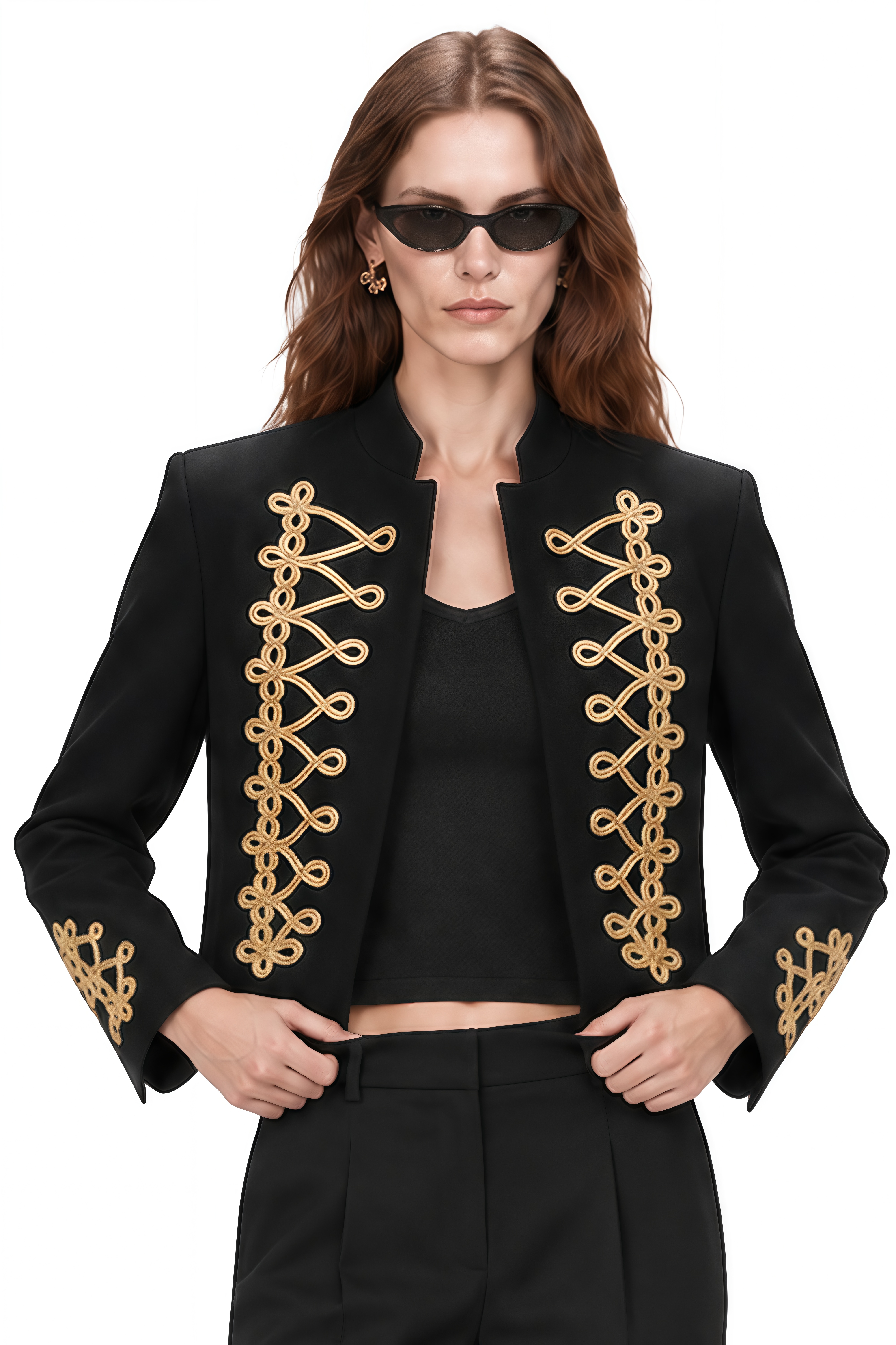 Clio Black Long Sleeves Embellished Jacket