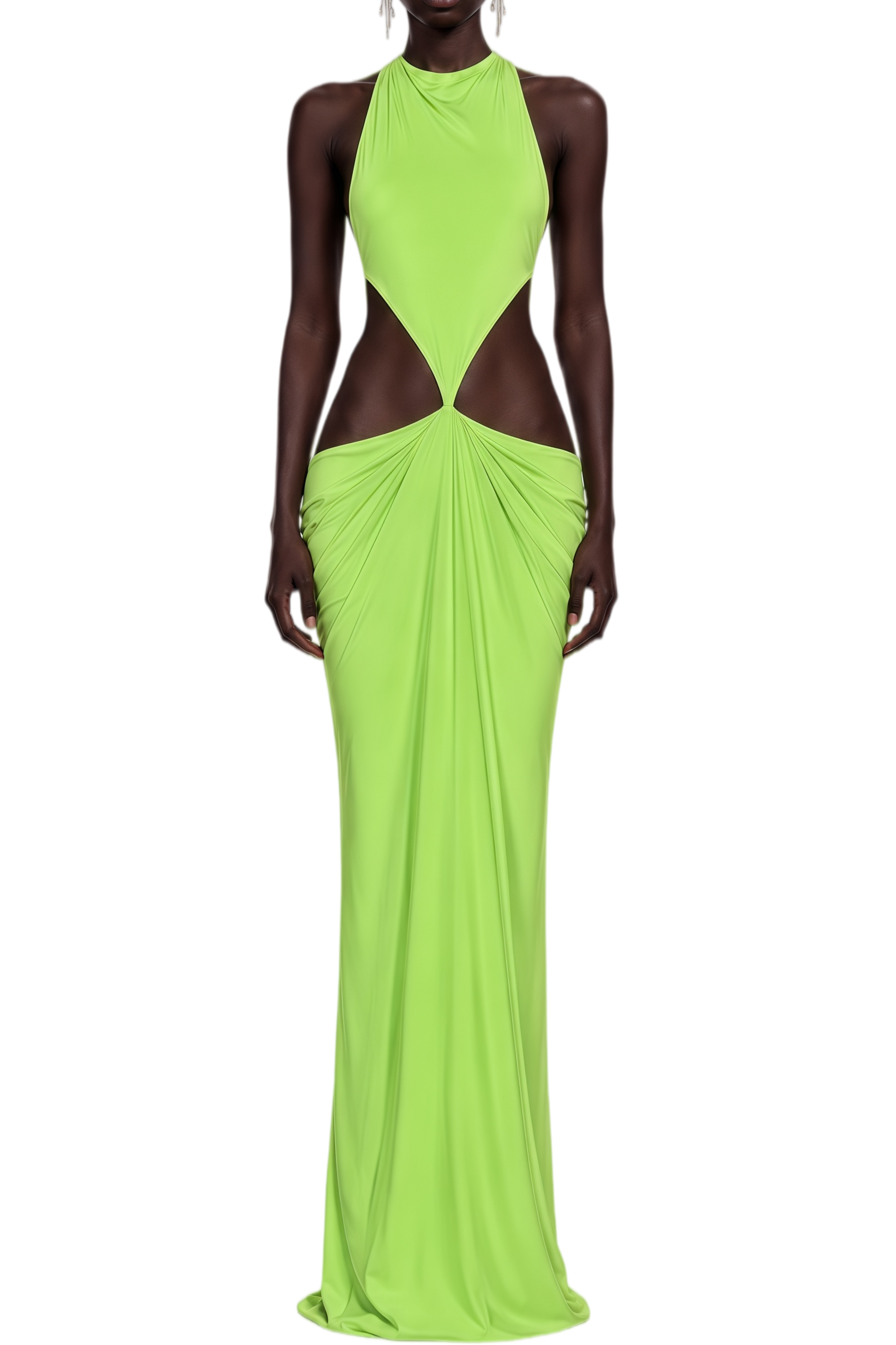 Seraphina Green Halterneck Open Back Maxi Dress
