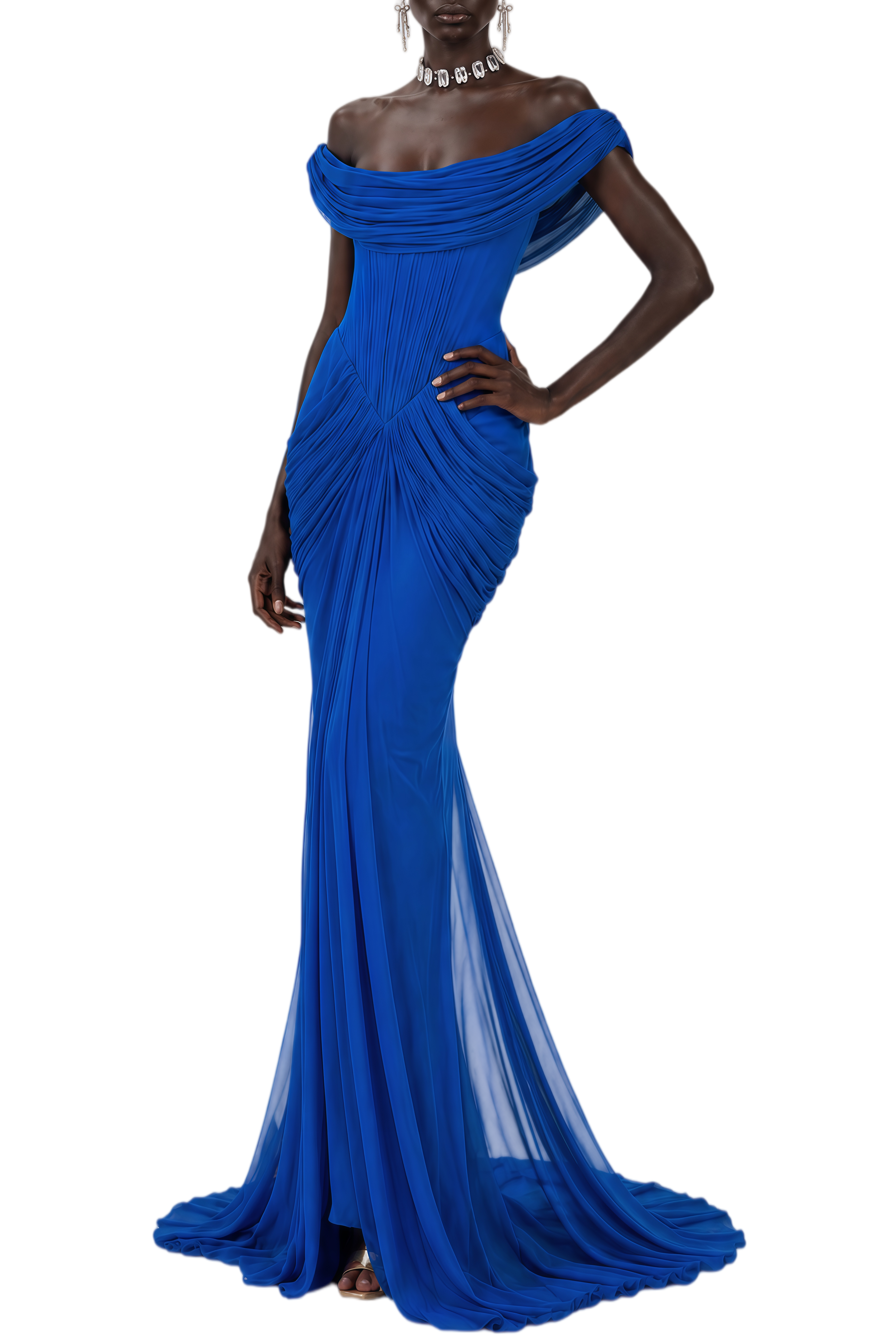 Imogen Blue Sleeveless Ruched Maxi Dress