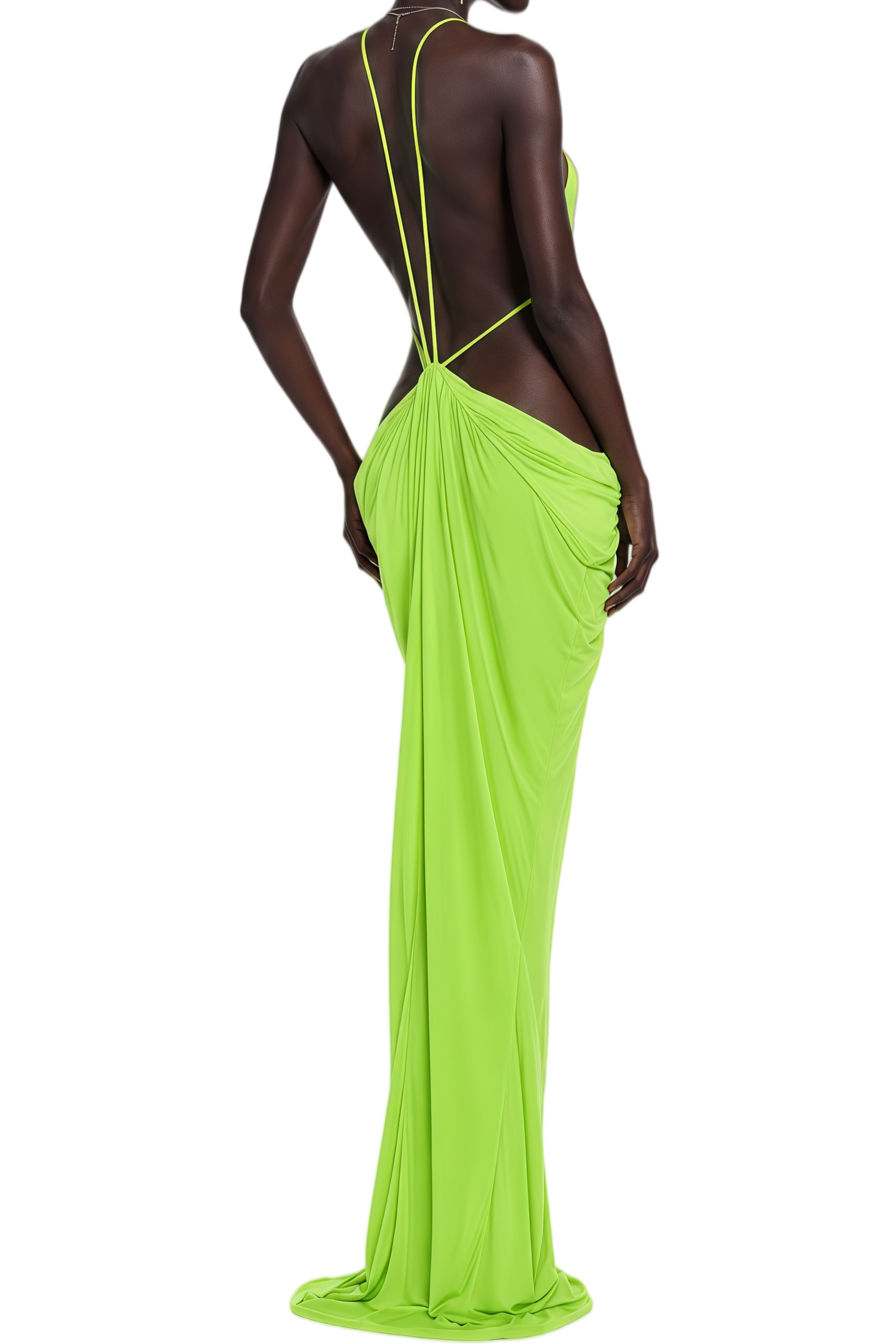 Seraphina Green Halterneck Open Back Maxi Dress