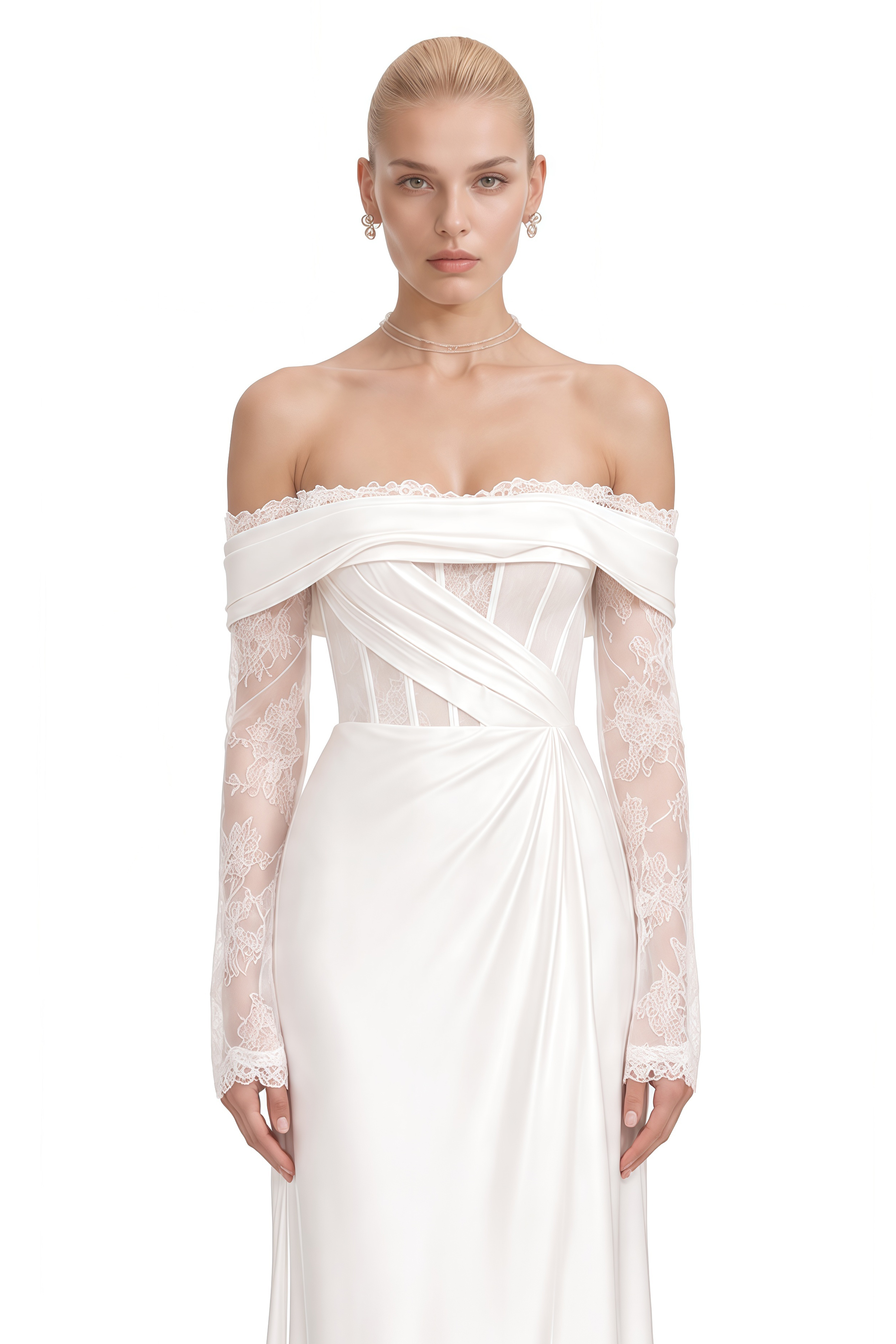 Aurelia White Off Shoulder Asymmetrical Maxi Dress
