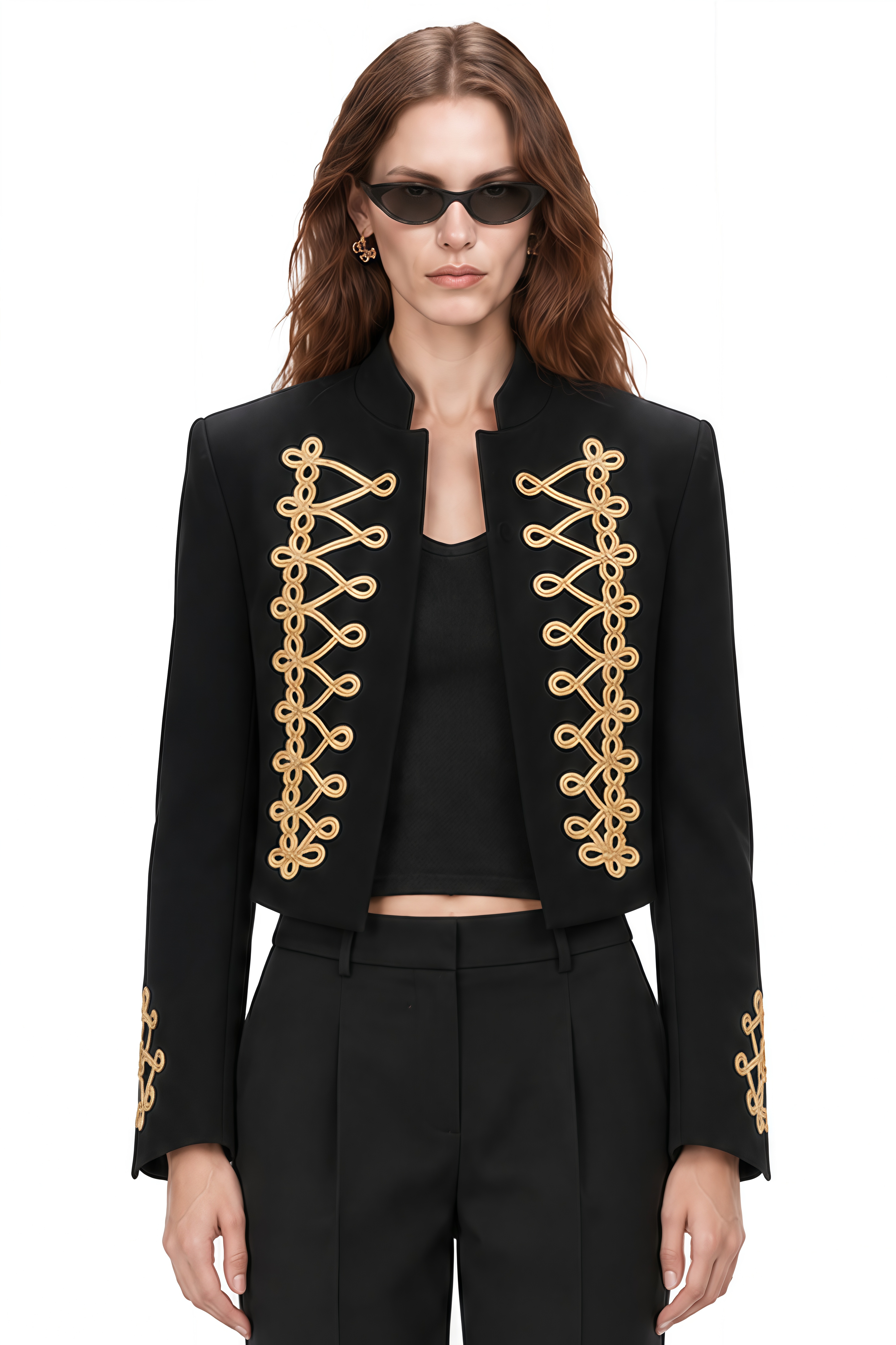 Clio Black Long Sleeves Embellished Jacket
