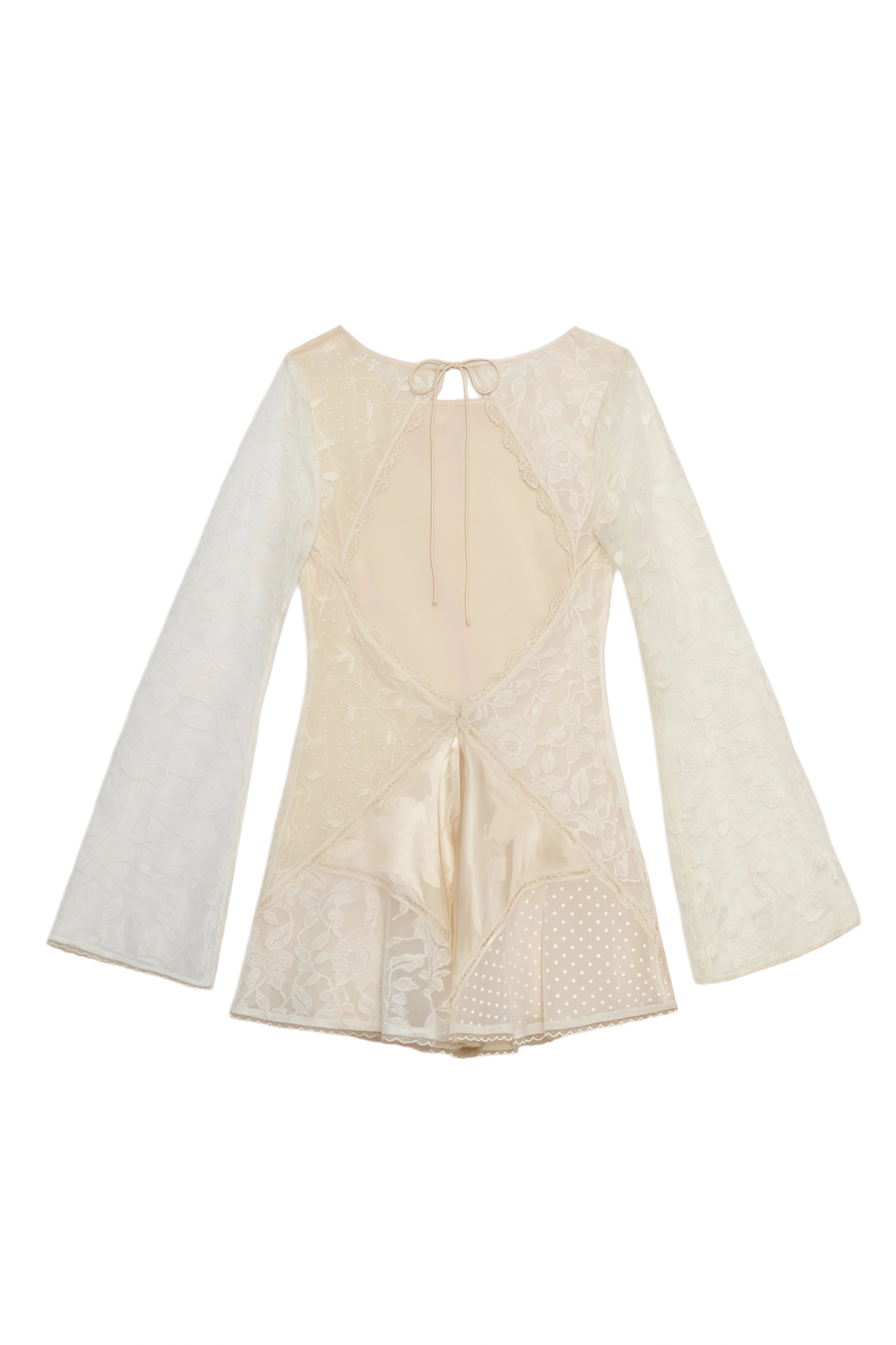 Vesper Neutral Cut-out Back Lace Mini Dress
