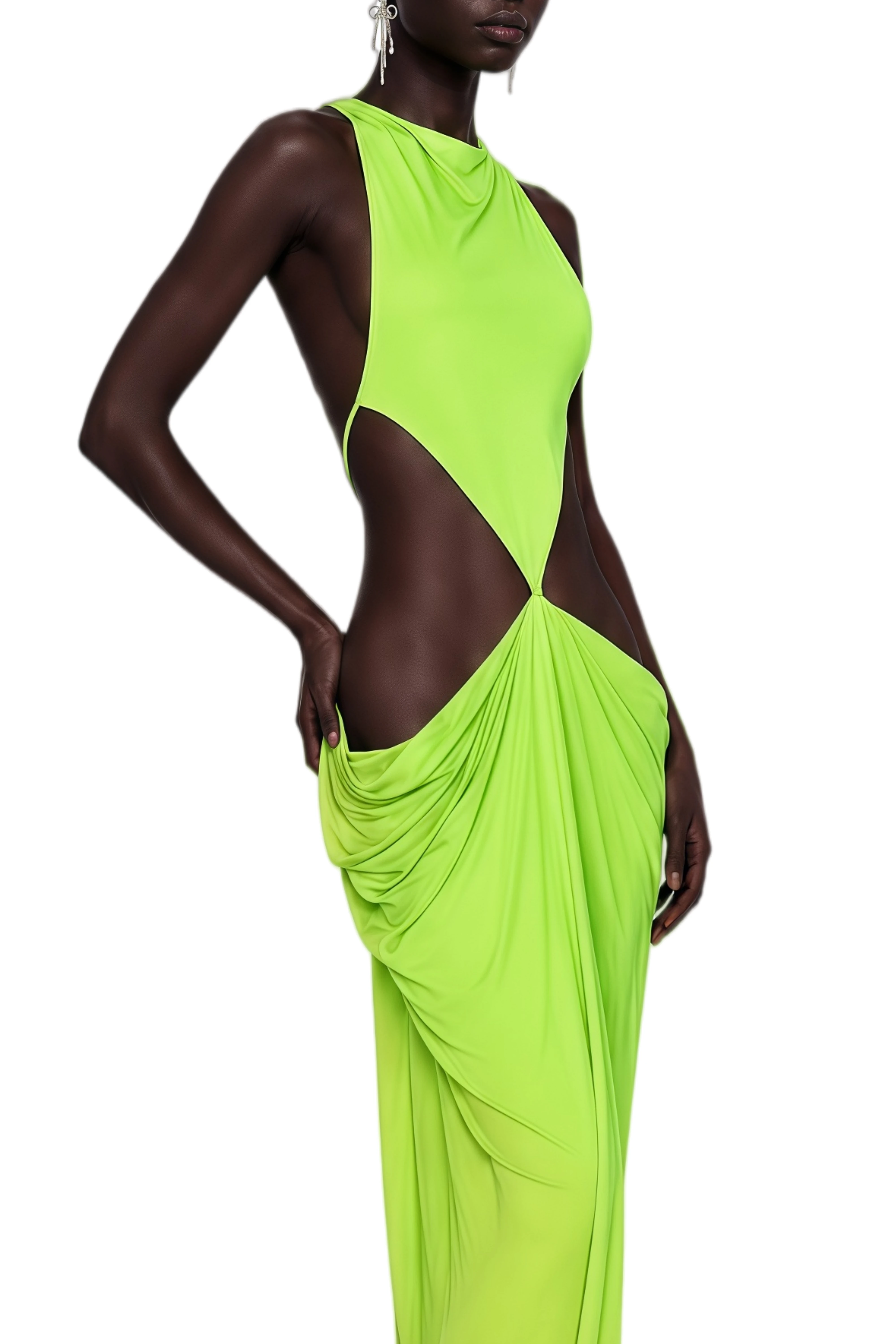 Seraphina Green Halterneck Open Back Maxi Dress