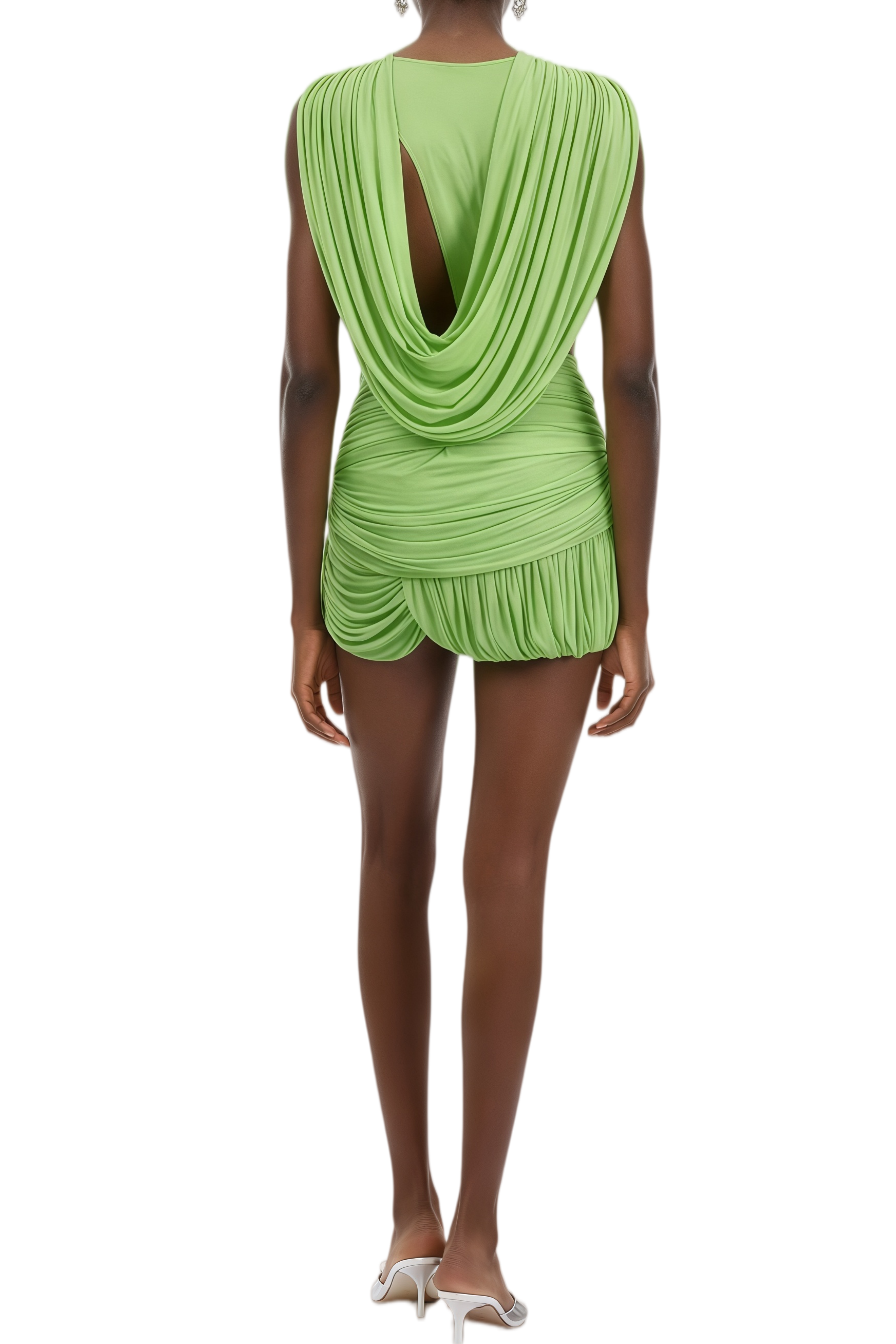 Betsy Green Draped Top & Asymmetrical Skirt Set