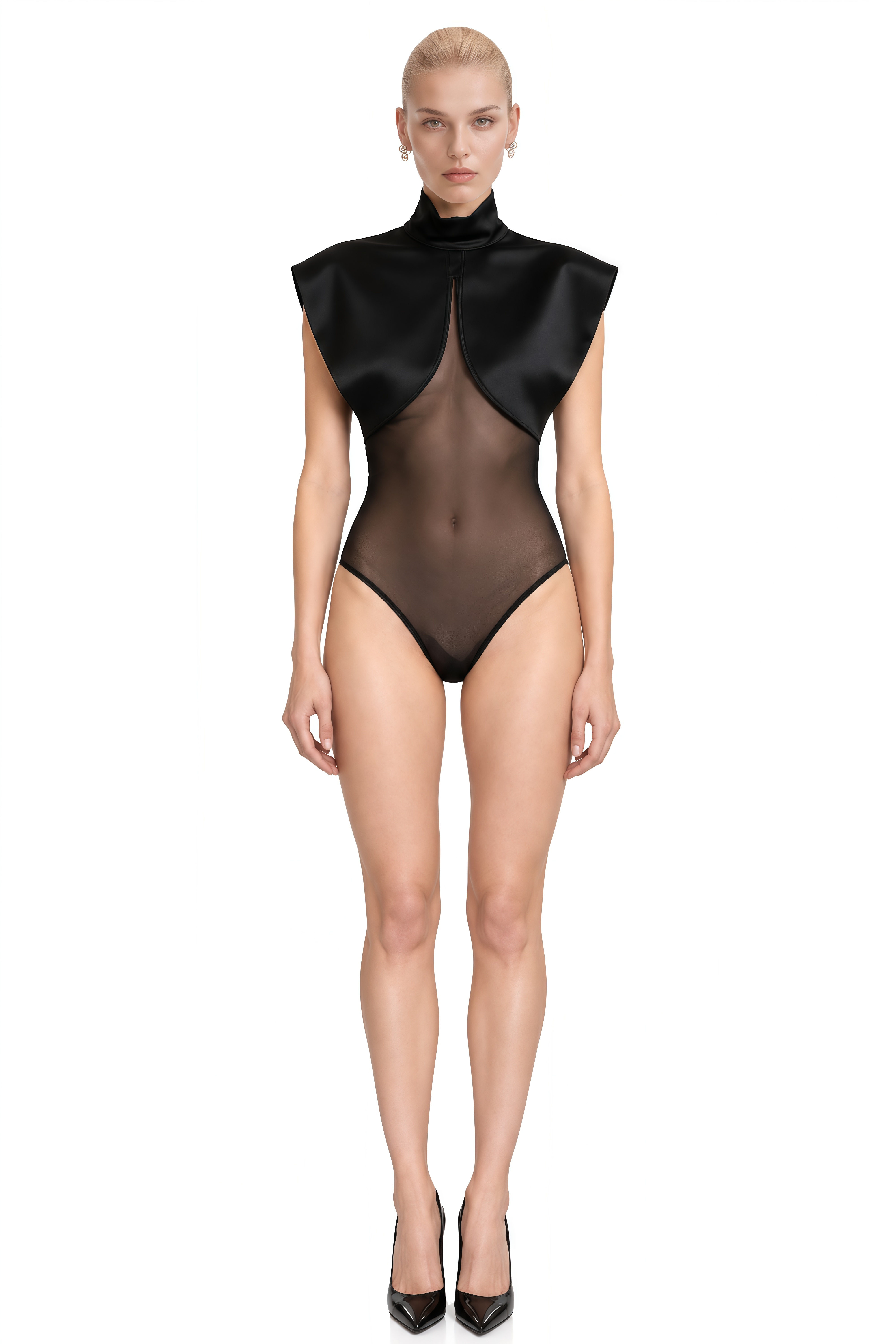 Fiadh Black Turtleneck Sleeveless Bodysuit