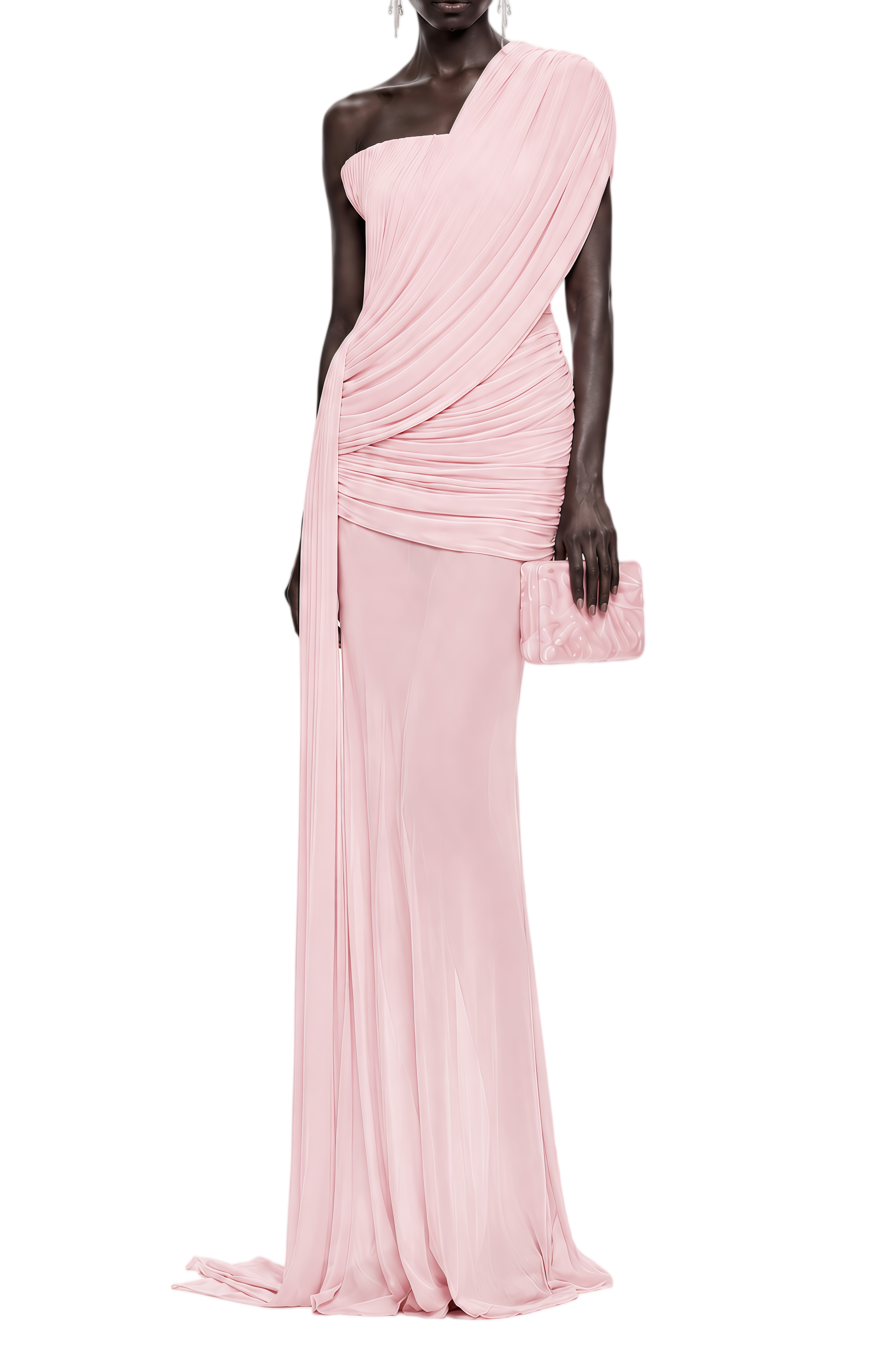 Emmeline Pink Sleeveless Asymmetrical Maxi Dress