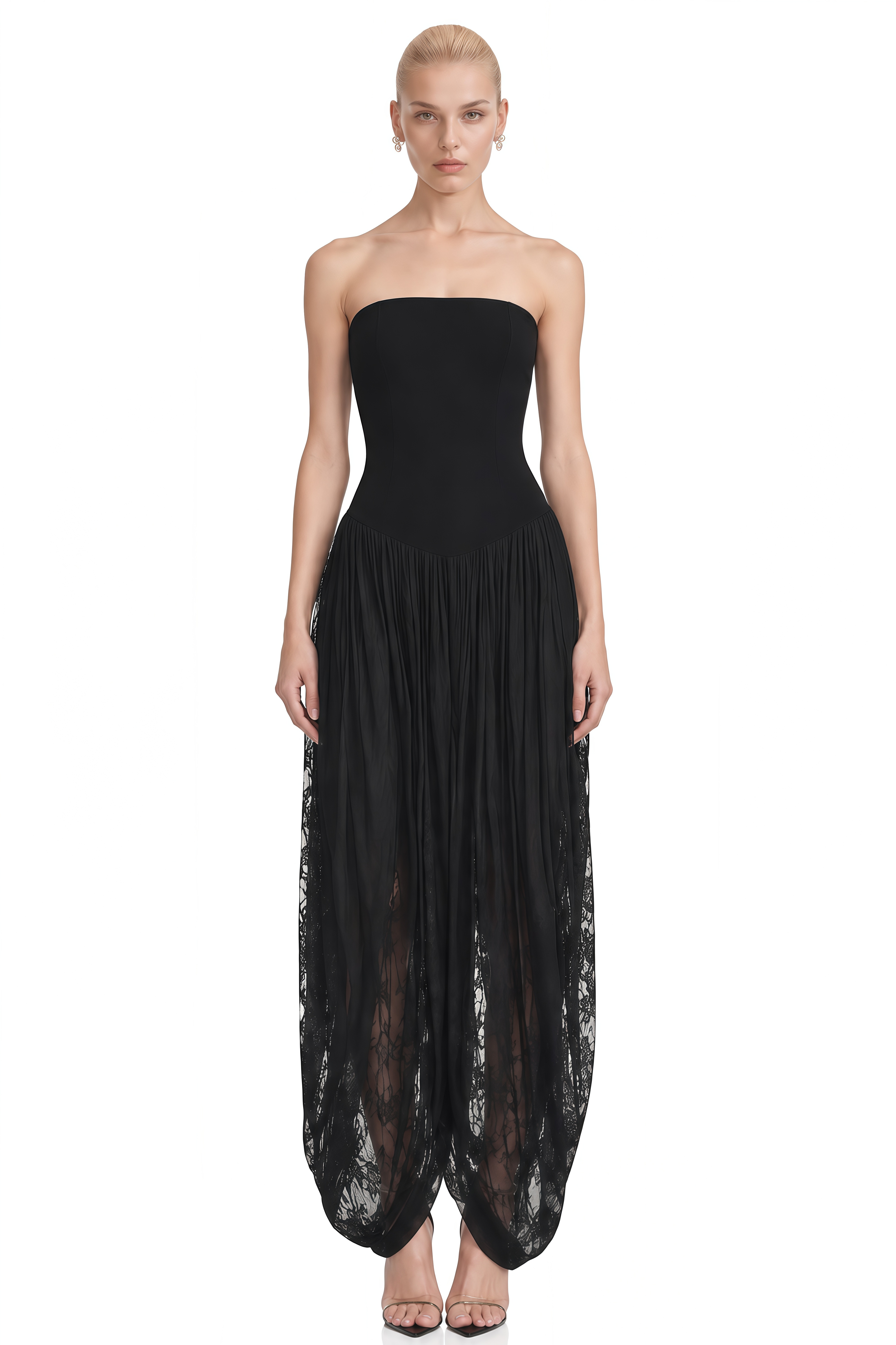 Helena Black Strapless Lace Jumpsuit