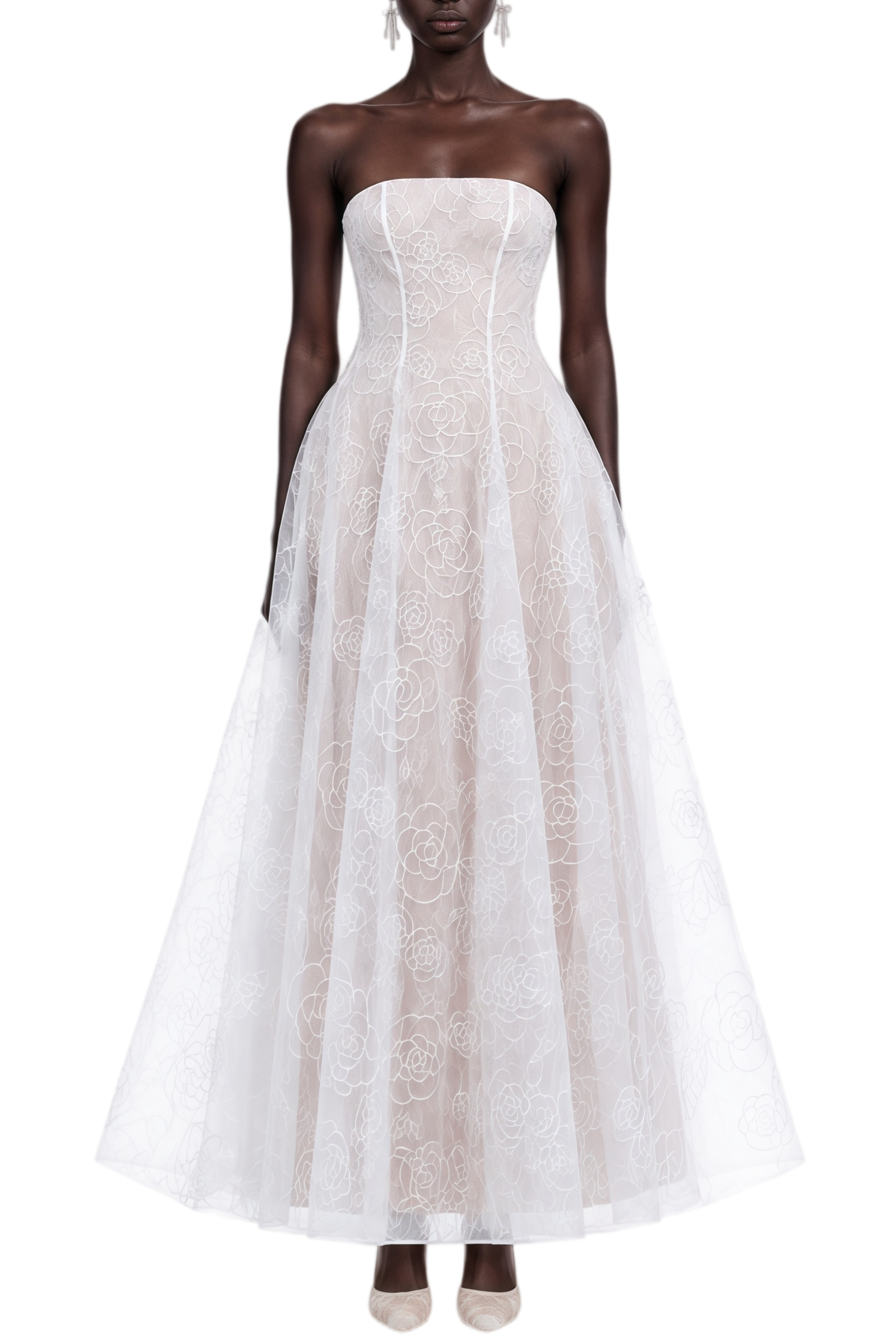 Adeline White Sleeveless Lace Maxi Dress