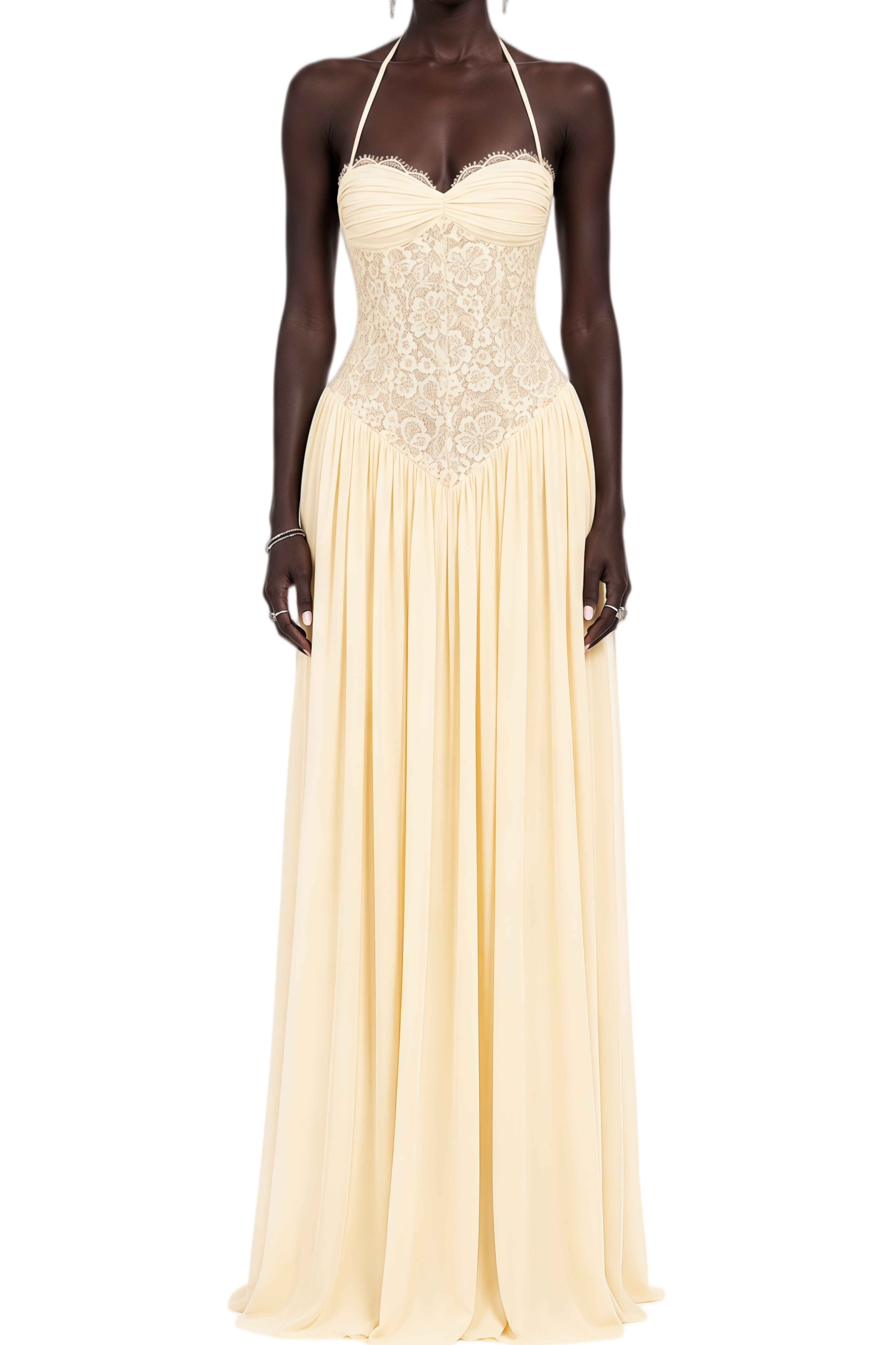 Felicity Yellow Sleeveless Ruched Maxi Dress
