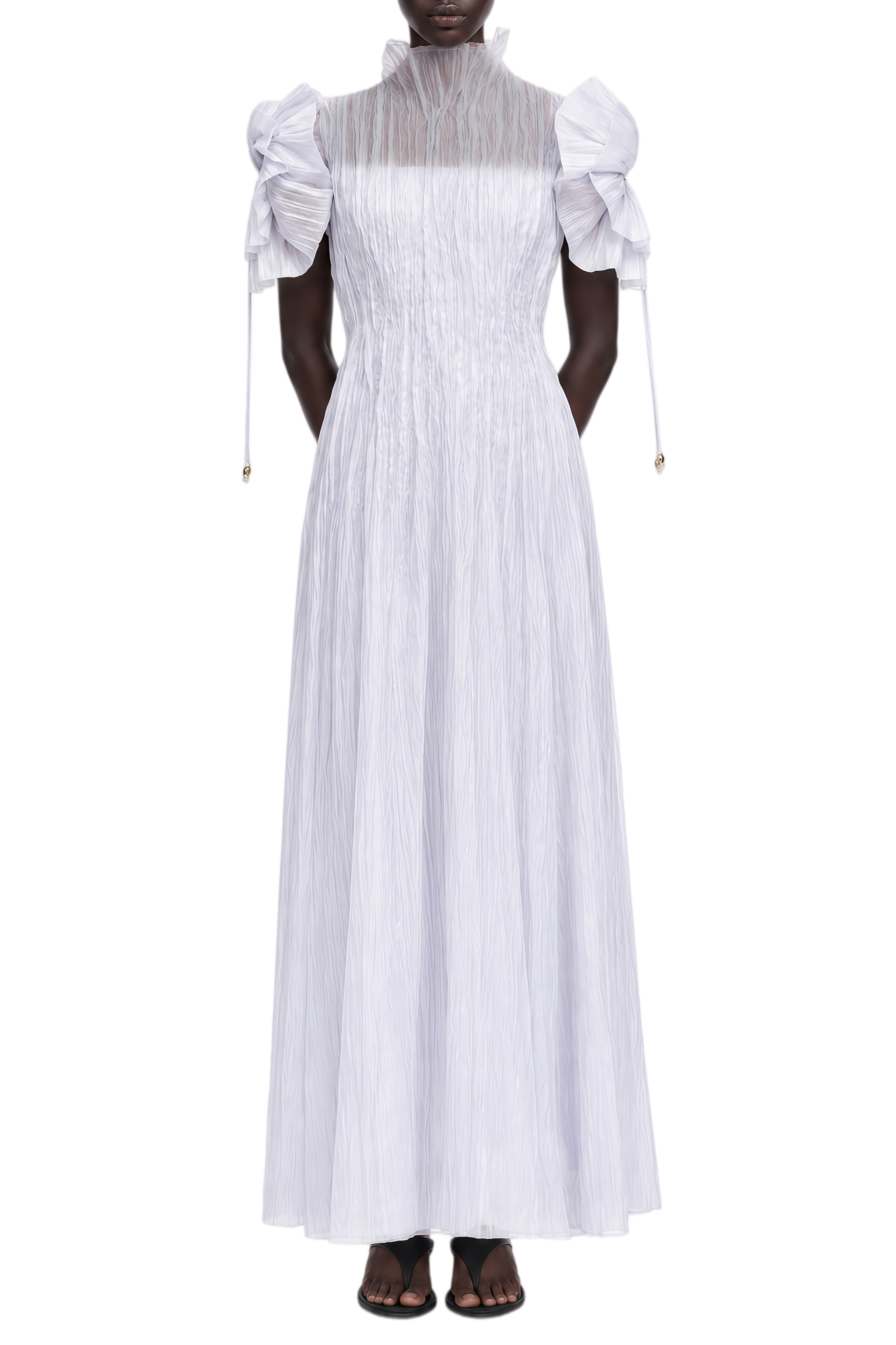 Nerissa Light Blue Turtleneck Ruffled Maxi Dress