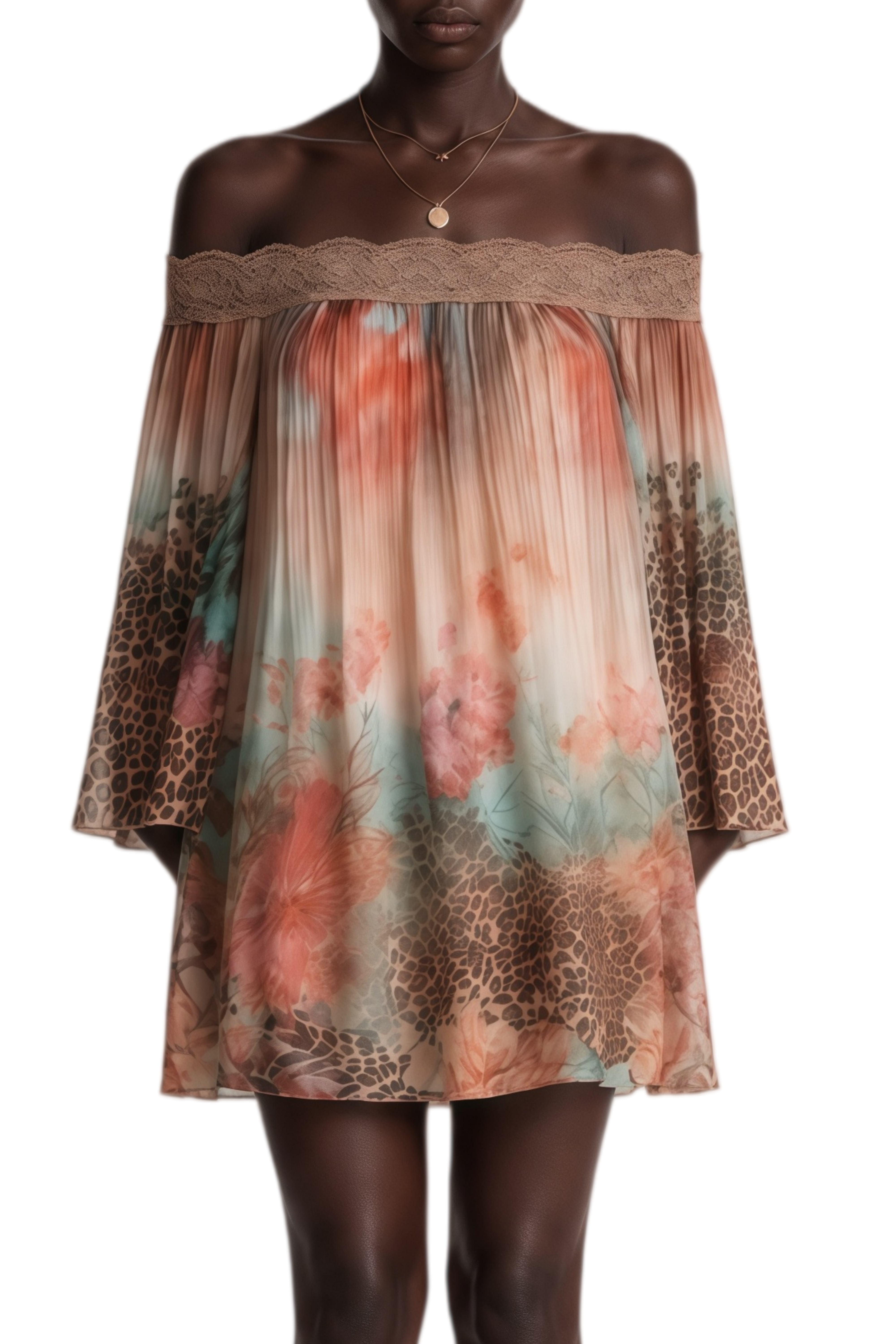 Charlotte Pleated Floral & Leopard Print Mini Dress